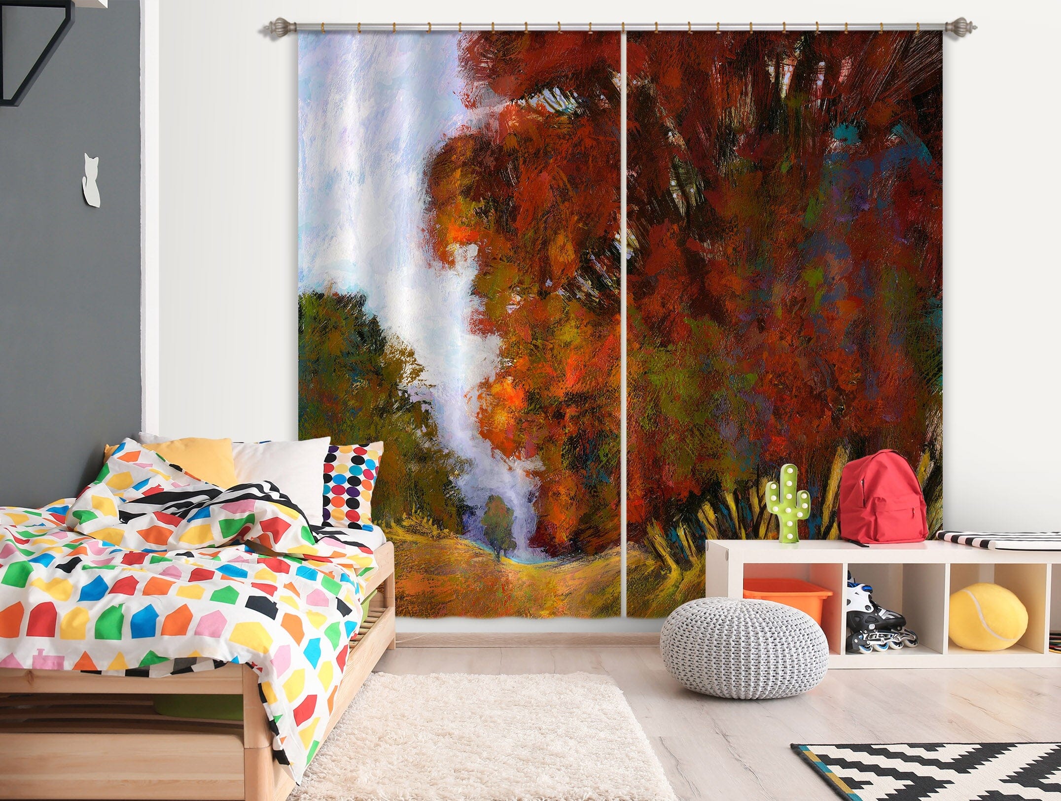 3D Red Maple Forest 212 Michael Tienhaara Curtain Curtains Drapes Curtains AJ Creativity Home