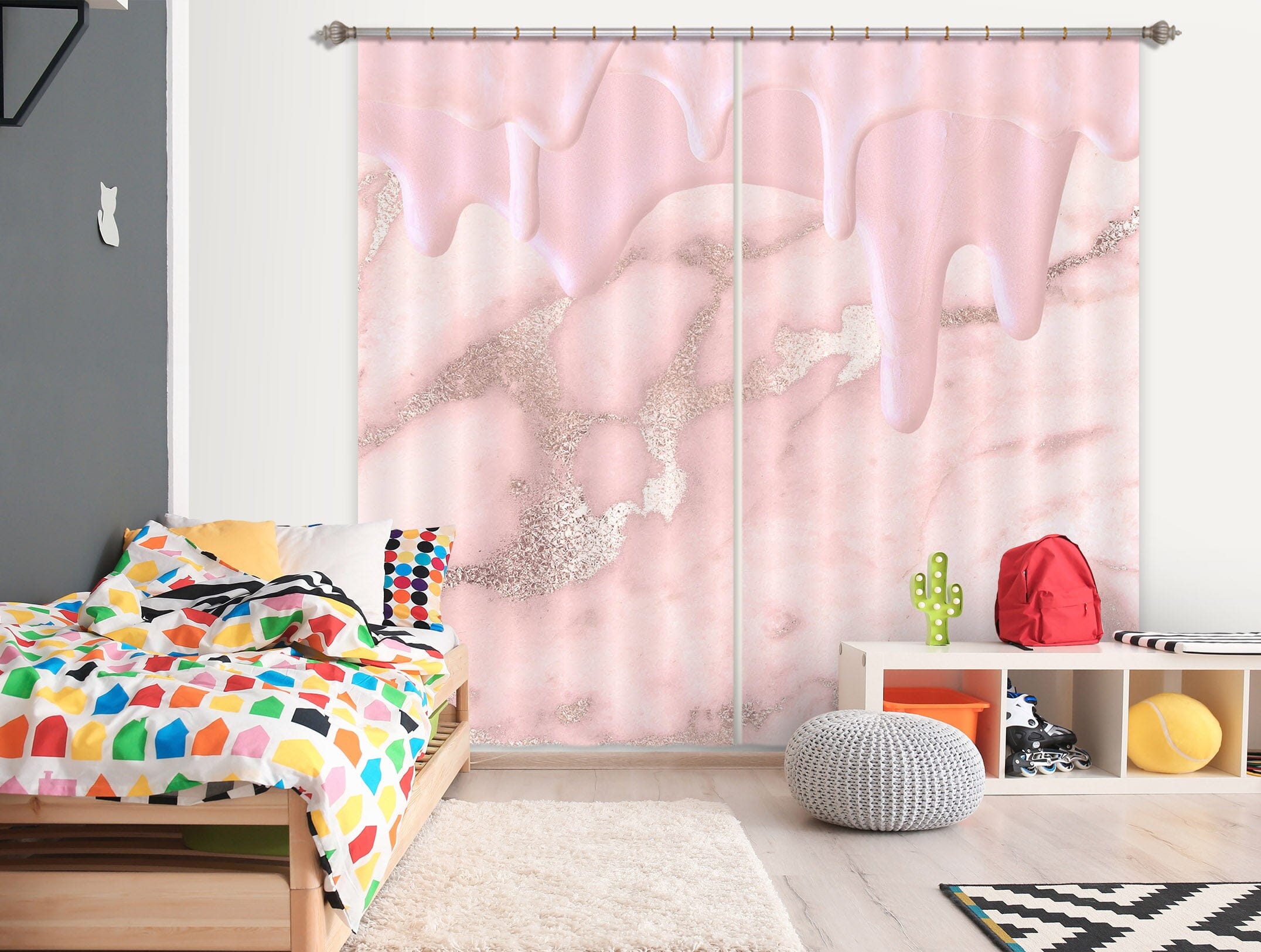 3D Abstract Pink 182 Uta Naumann Curtain Curtains Drapes Curtains AJ Creativity Home