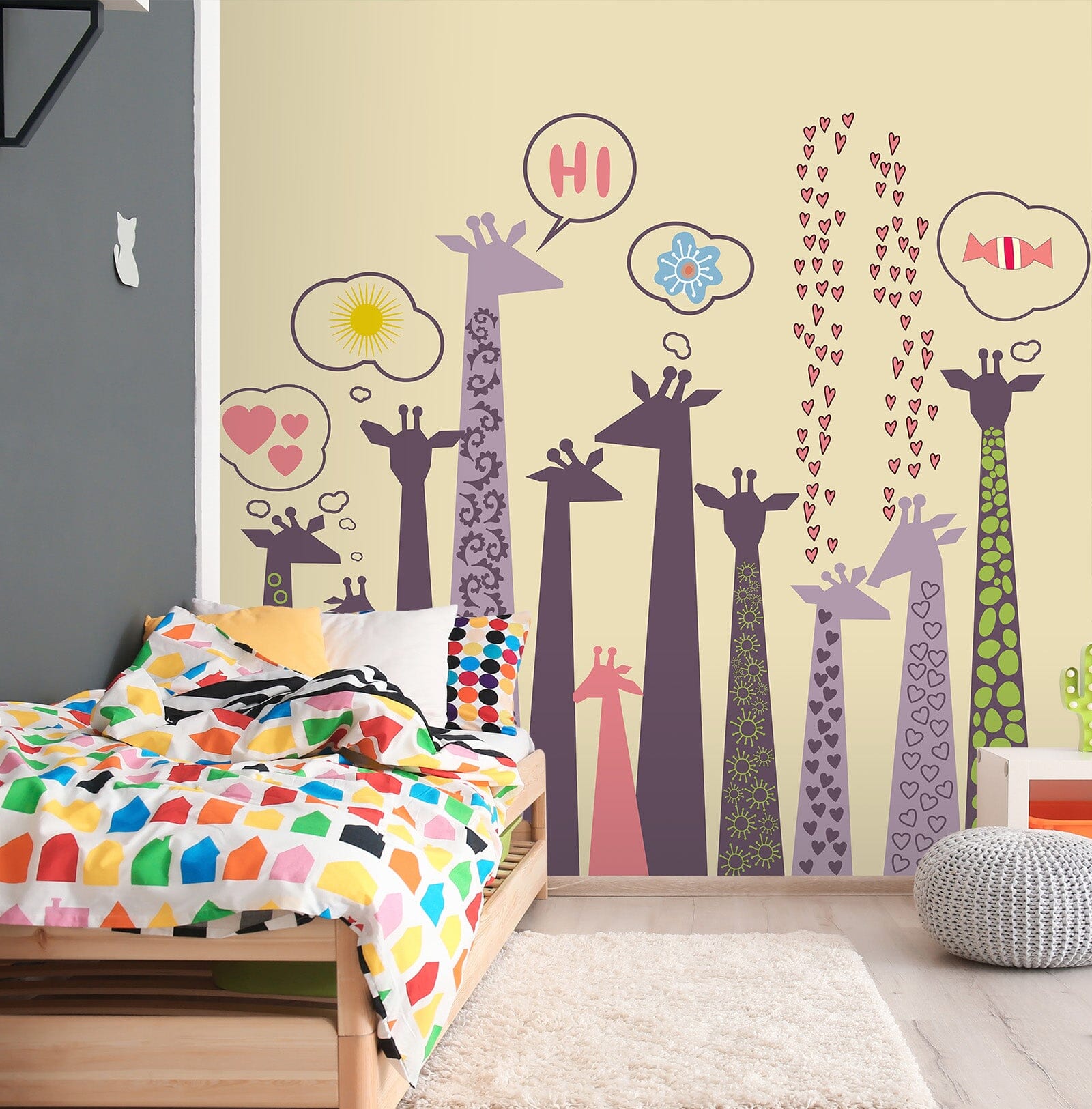 3D Purple Giraffe 026 Wall Murals Wallpaper AJ Wallpaper 2