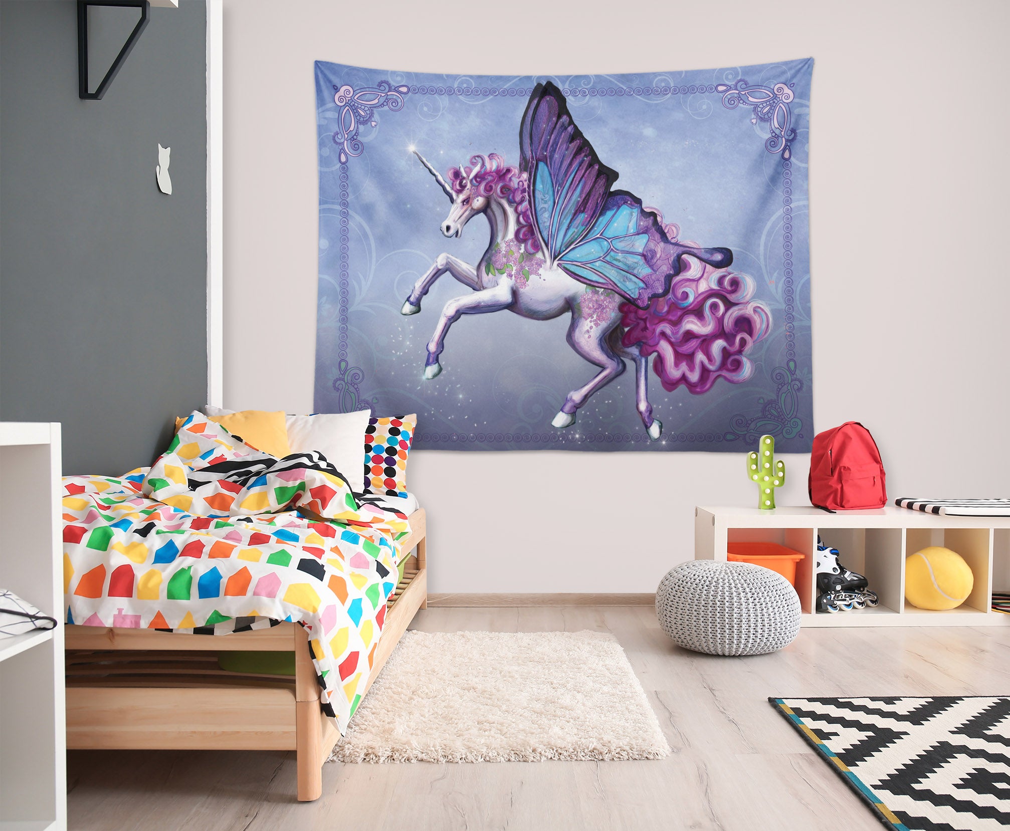 3D Butterfly Unicorn 944 Rose Catherine Khan Tapestry Hanging Cloth Hang