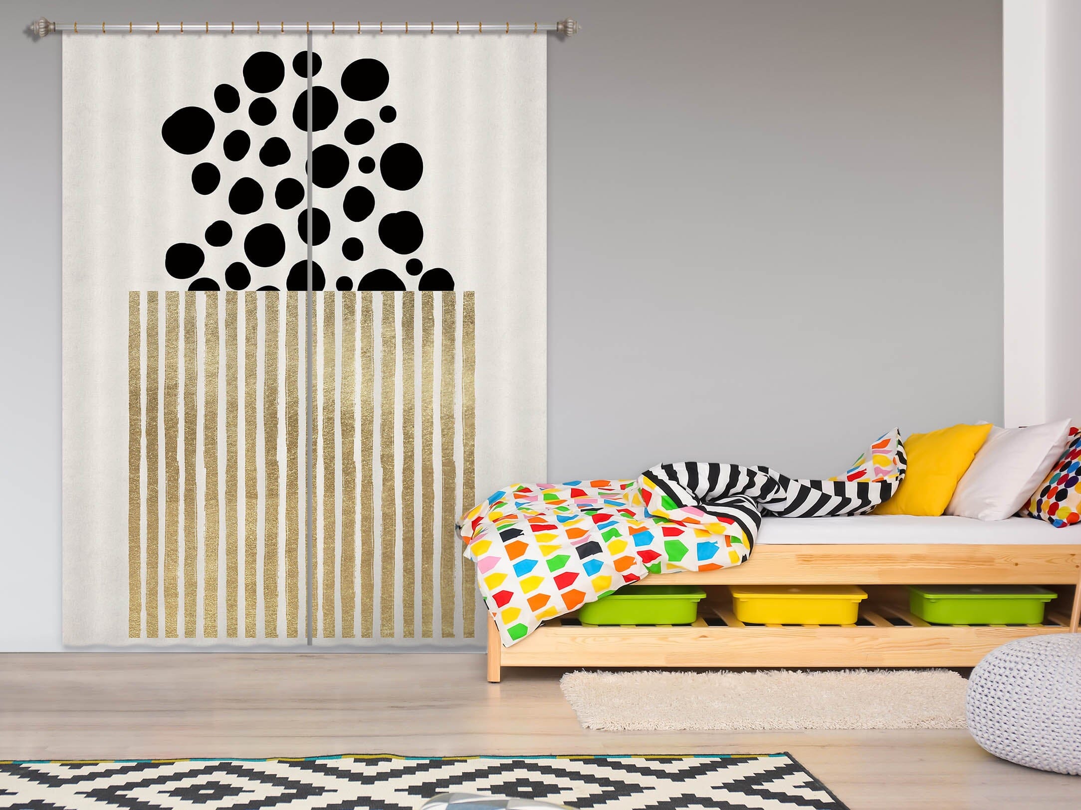 3D Small Black Circle 1098 Boris Draschoff Curtain Curtains Drapes Curtains AJ Creativity Home