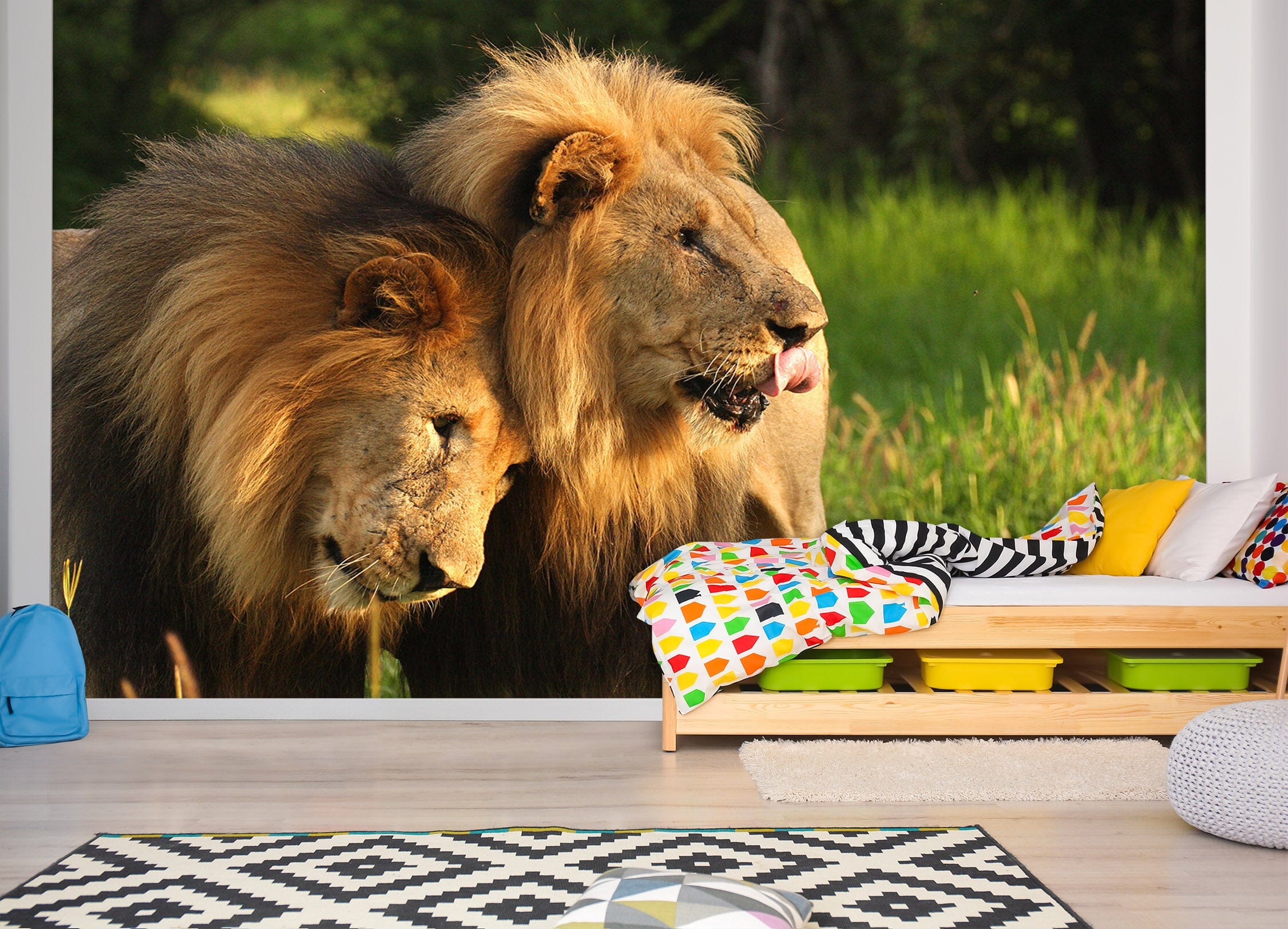 3D Lion Lawn 348 Wall Murals Wallpaper AJ Wallpaper 2