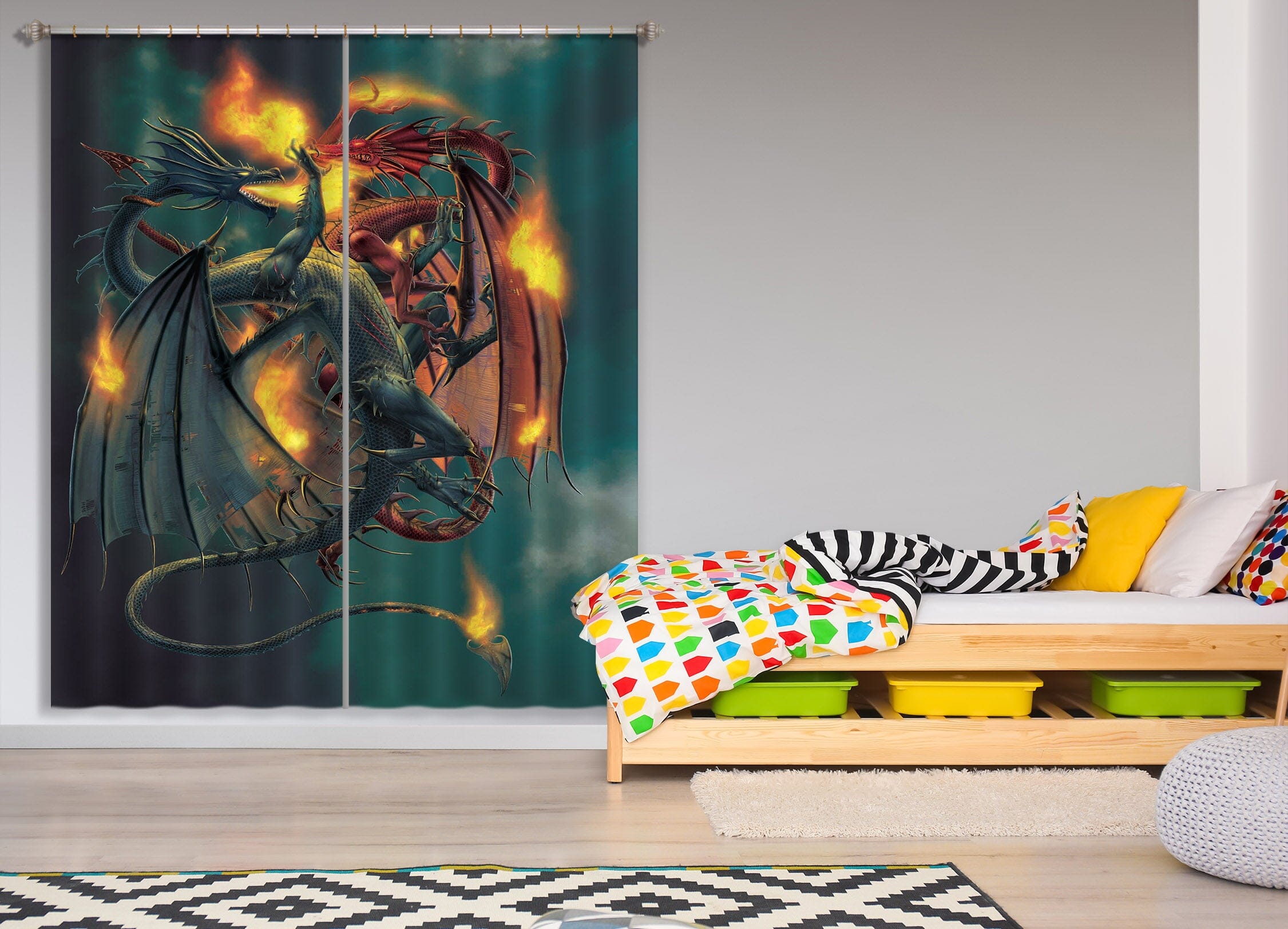 3D Clash Of The Titans 023 Vincent Hie Curtain Curtains Drapes Curtains AJ Creativity Home