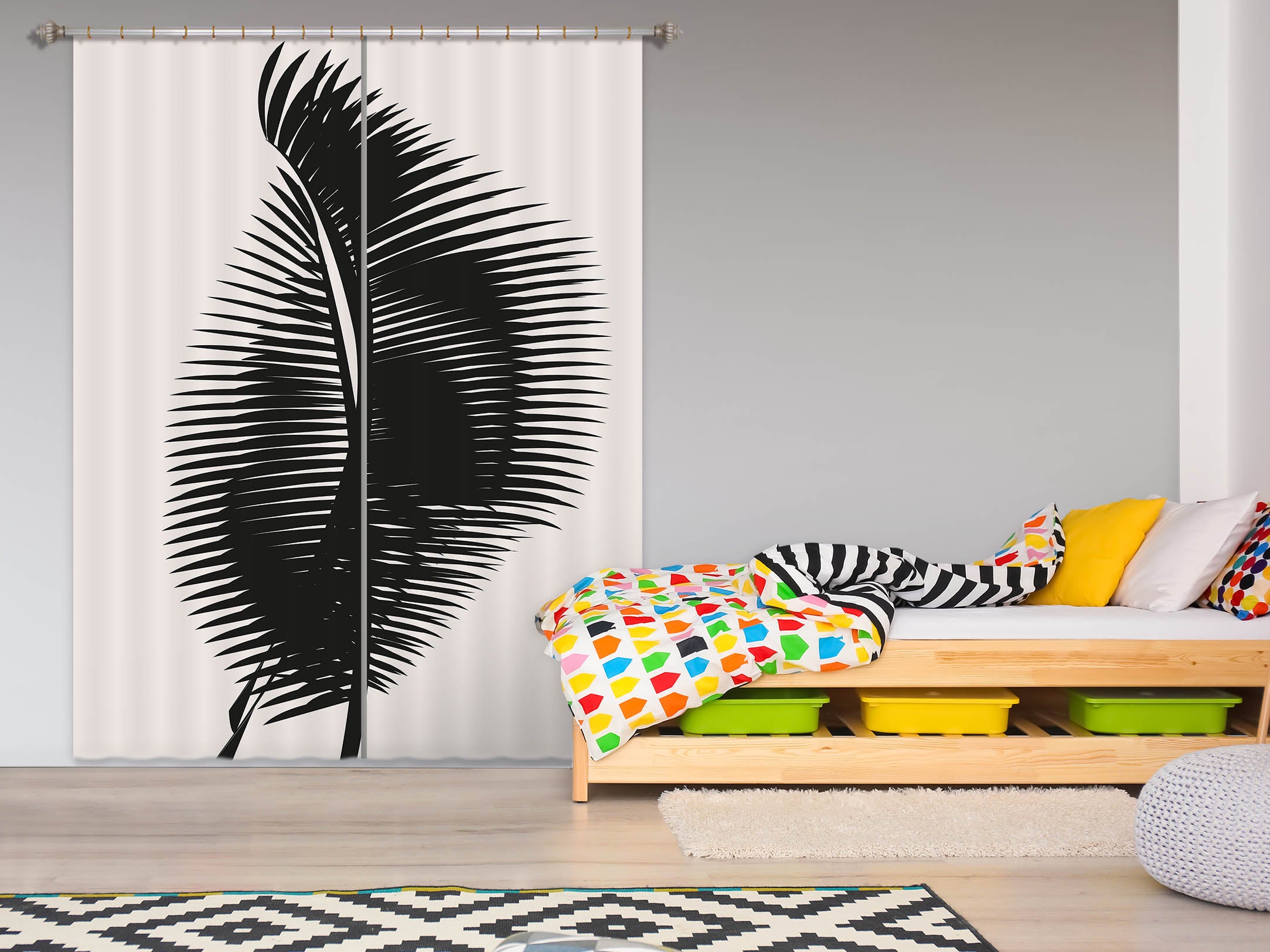 3D Black Geometrica 1046 Boris Draschoff Curtain Curtains Drapes