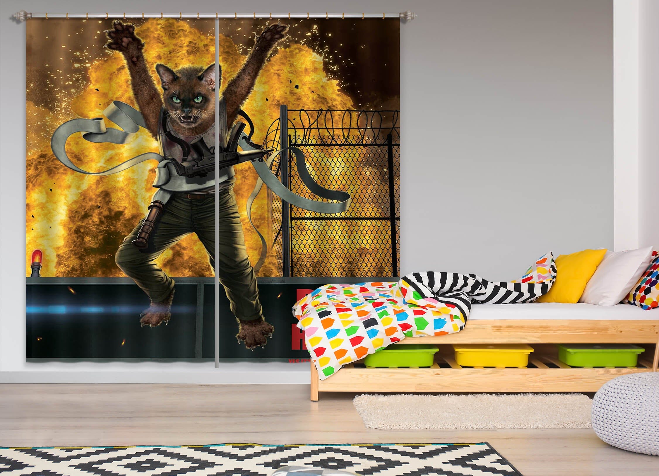 3D Paw Hard 058 Vincent Hie Curtain Curtains Drapes Curtains AJ Creativity Home