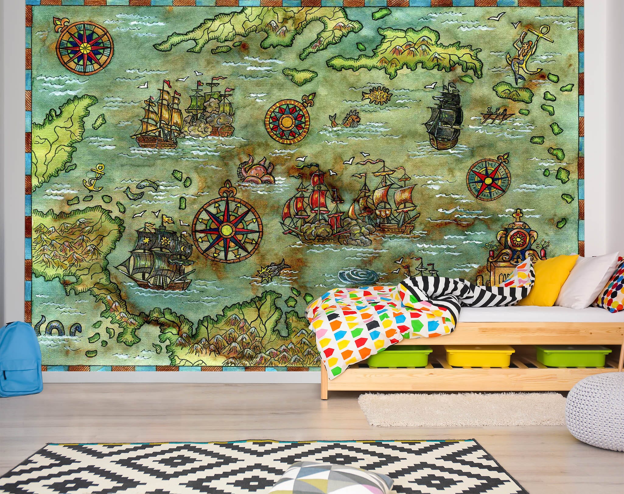 3D Island Windmill 2134 World Map Wall Murals Wallpaper AJ Wallpaper 2