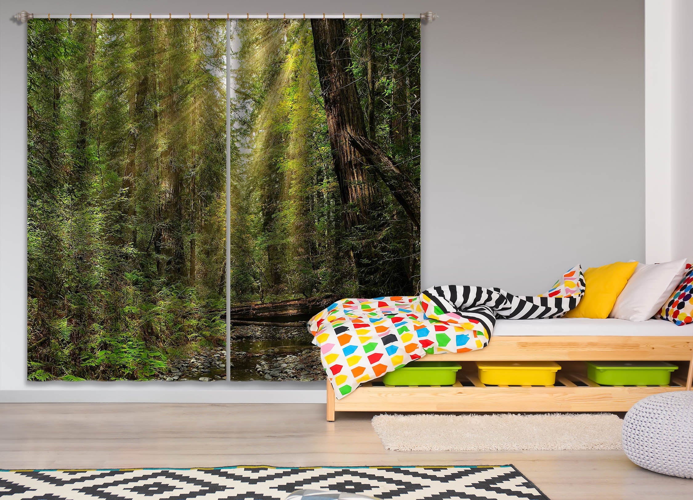 3D Forest Stream 61219 Kathy Barefield Curtain Curtains Drapes