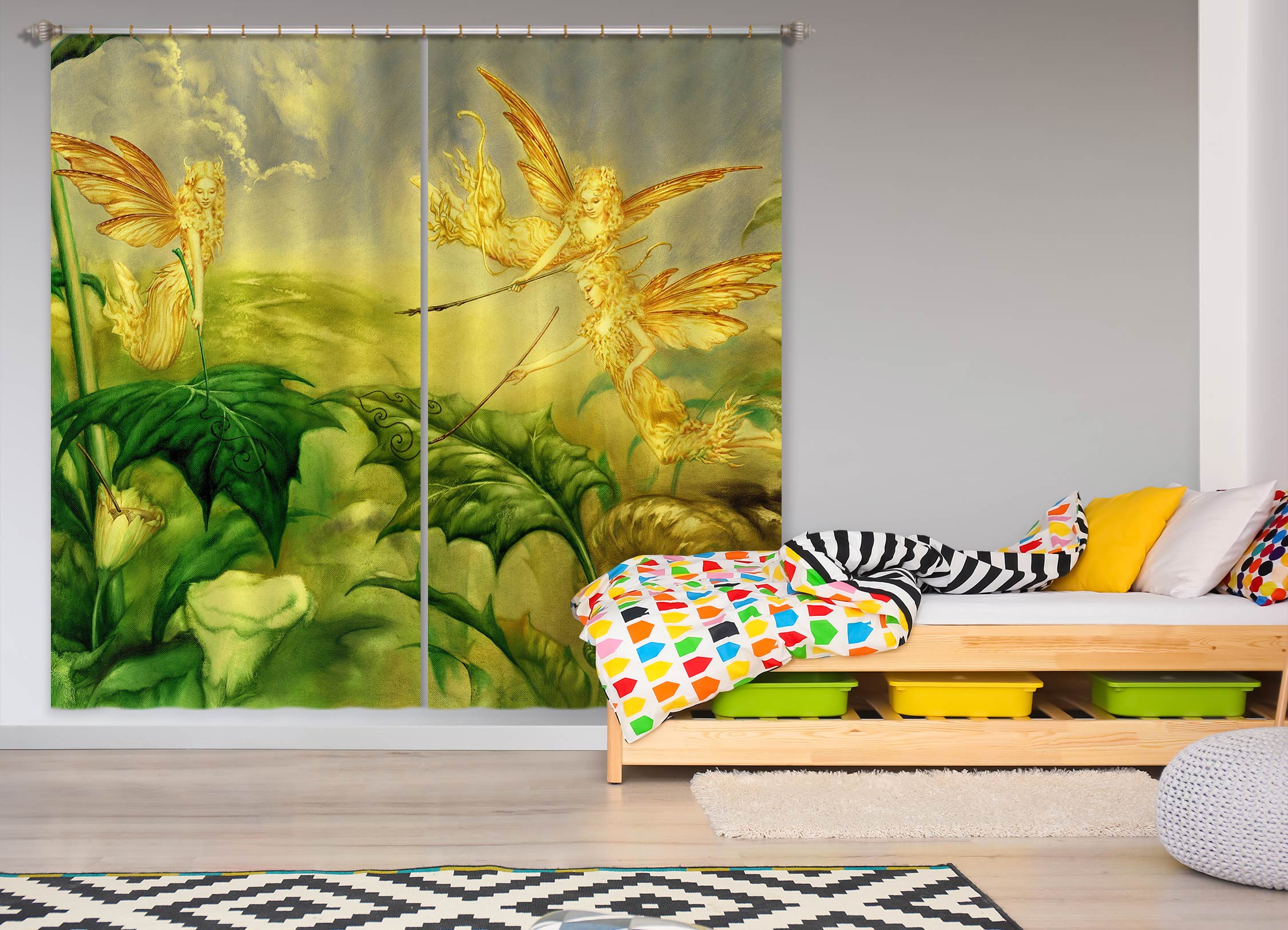 3D Leaves Elf 8004 Ciruelo Curtain Curtains Drapes