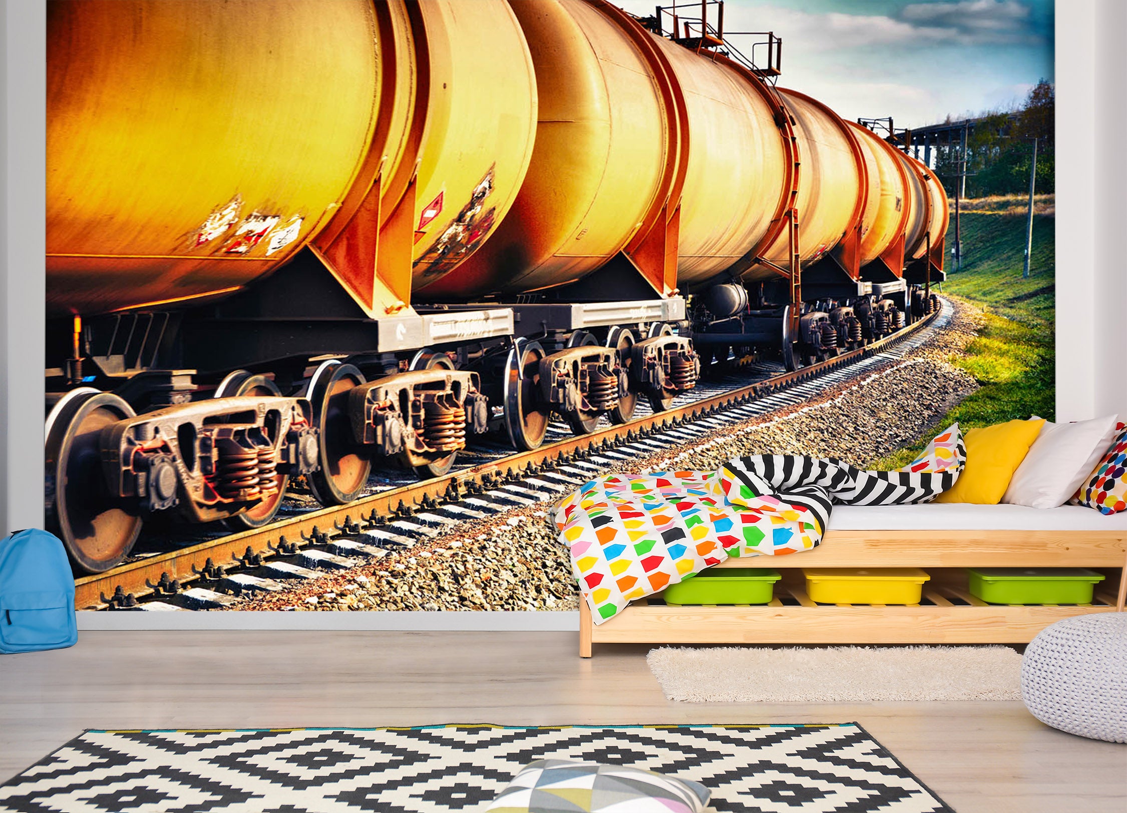 3D Tank Train 073 Vehicle Wall Murals