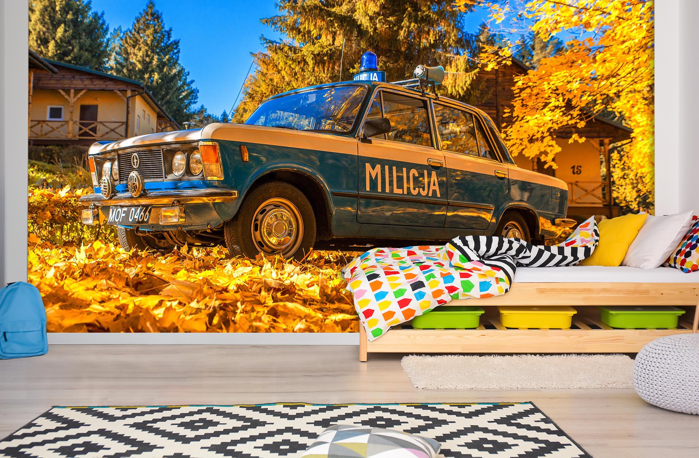 3D Maple Leaf Car 390 Vehicle Wall Murals