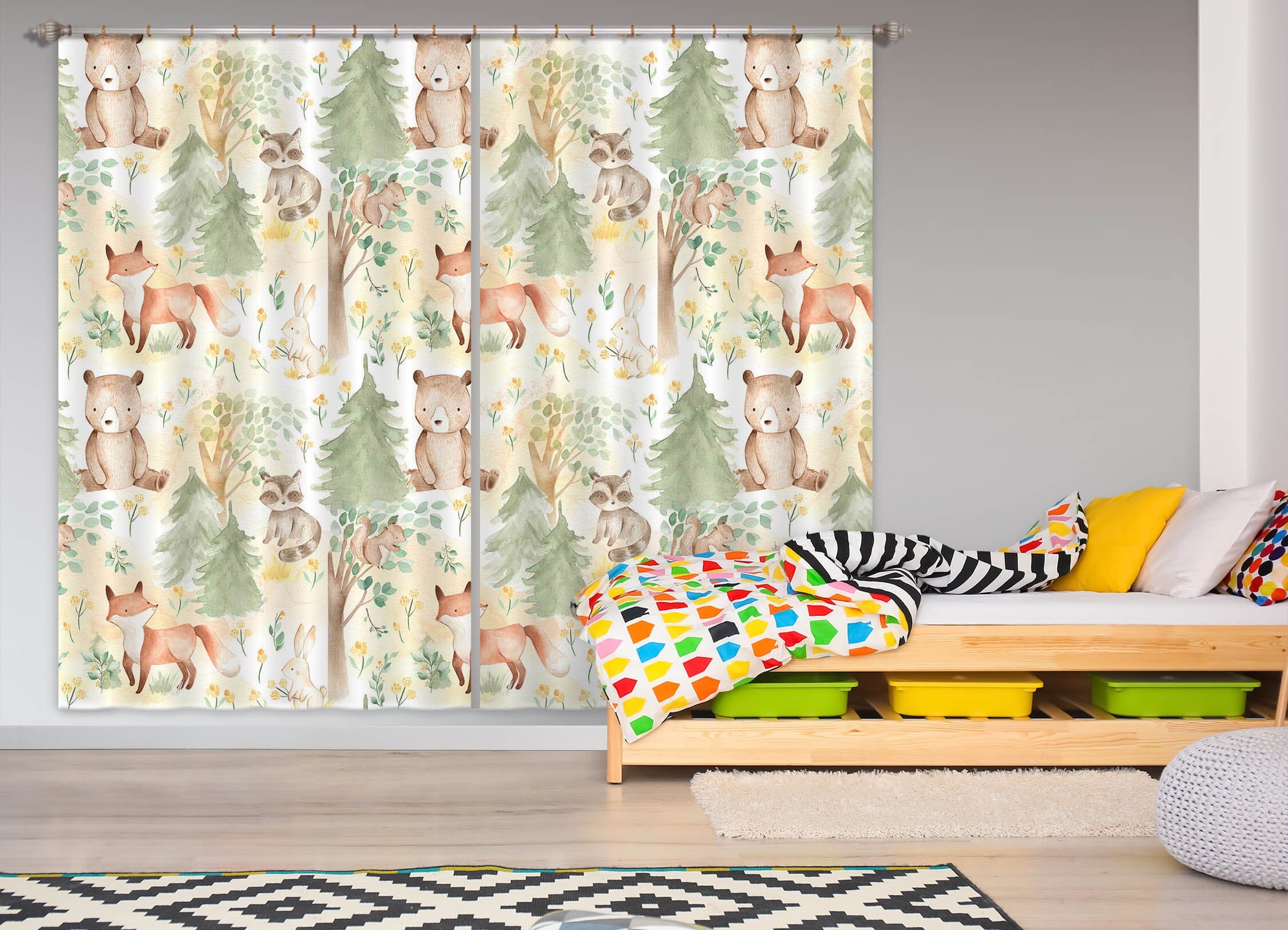 3D Squirrel Fox 138 Uta Naumann Curtain Curtains Drapes Curtains AJ Creativity Home