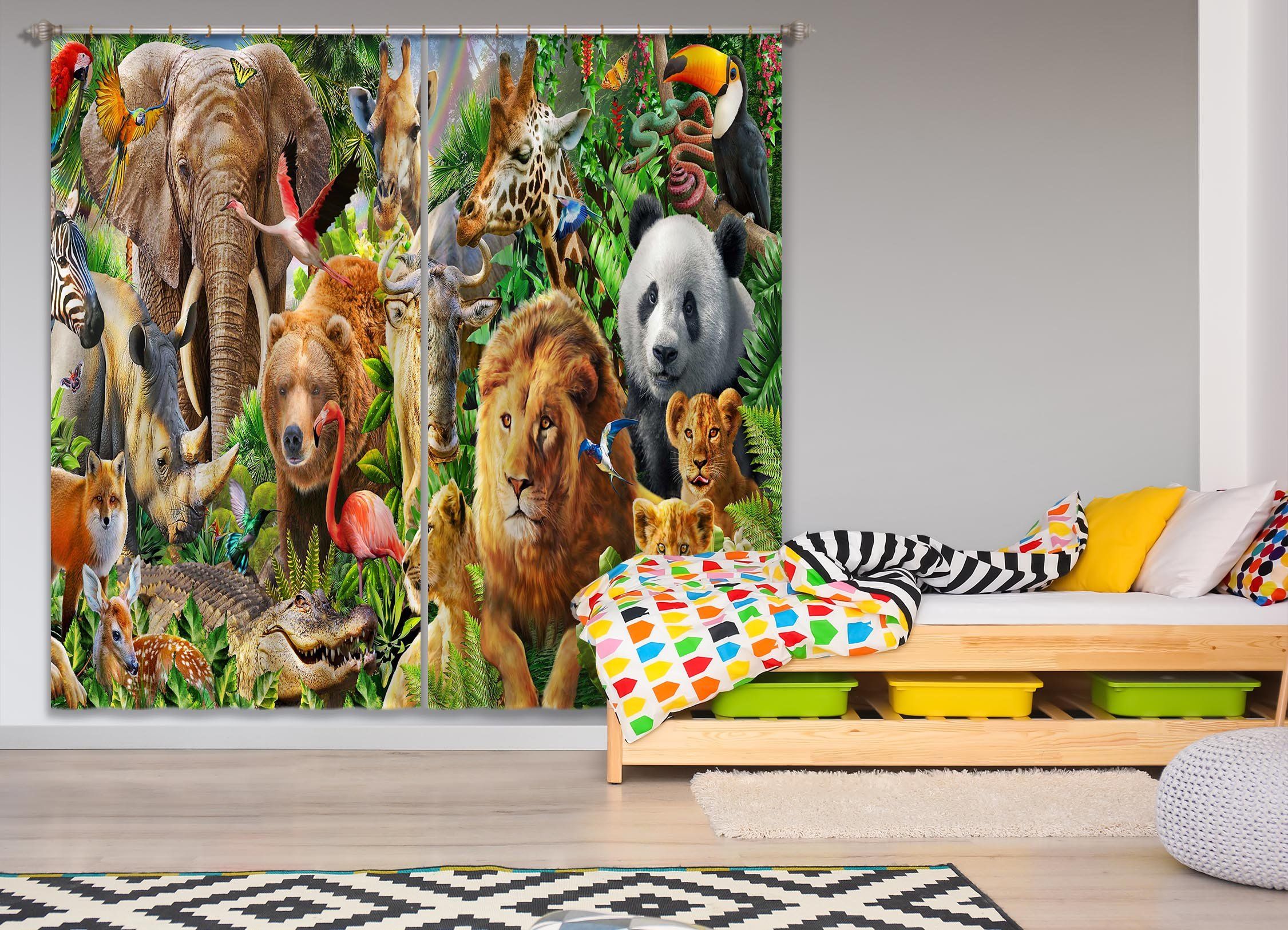 3D Animal World 064 Adrian Chesterman Curtain Curtains Drapes Curtains AJ Creativity Home