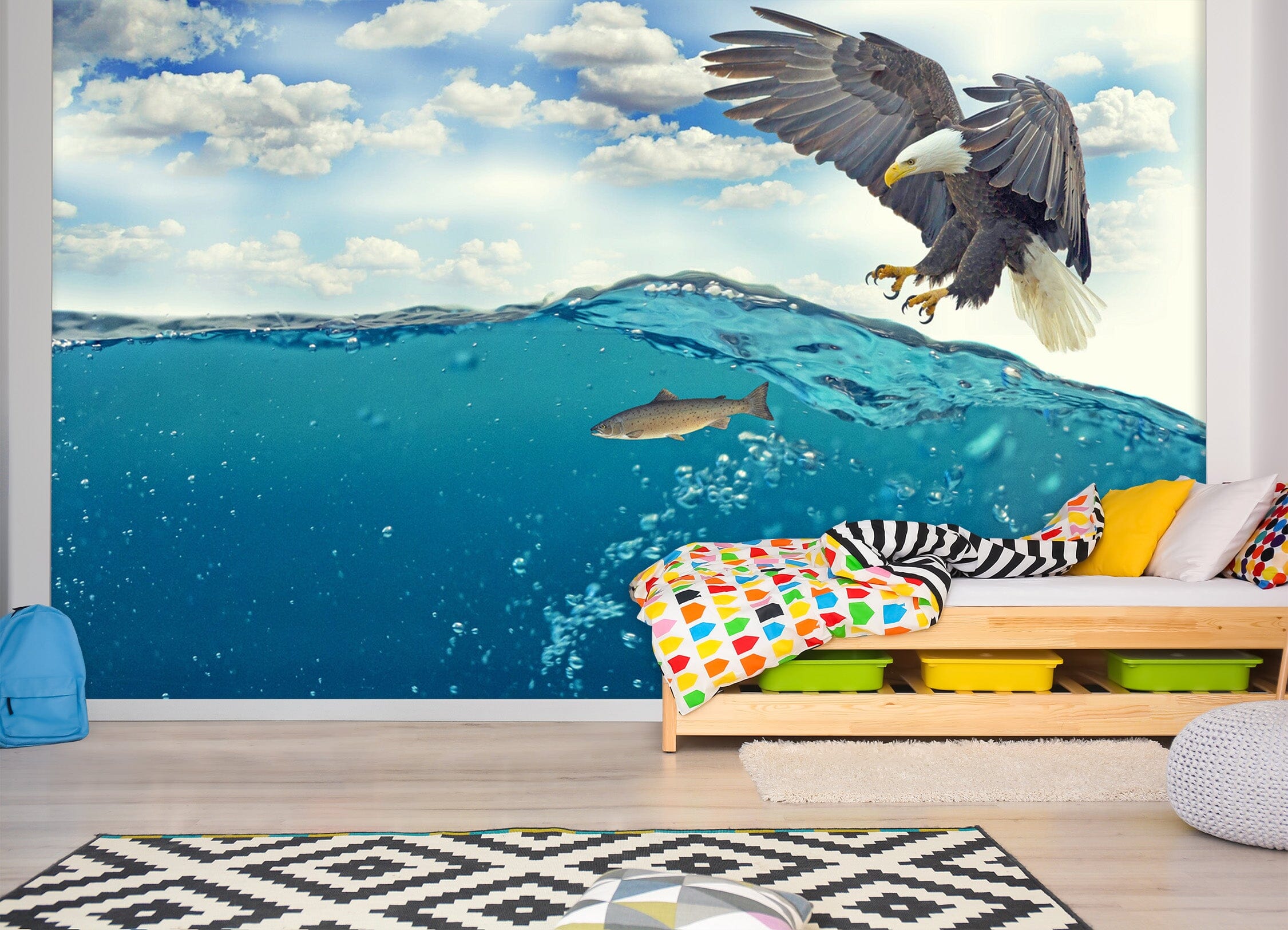 3D Eagle Sea Fish 274 Wall Murals Wallpaper AJ Wallpaper 2