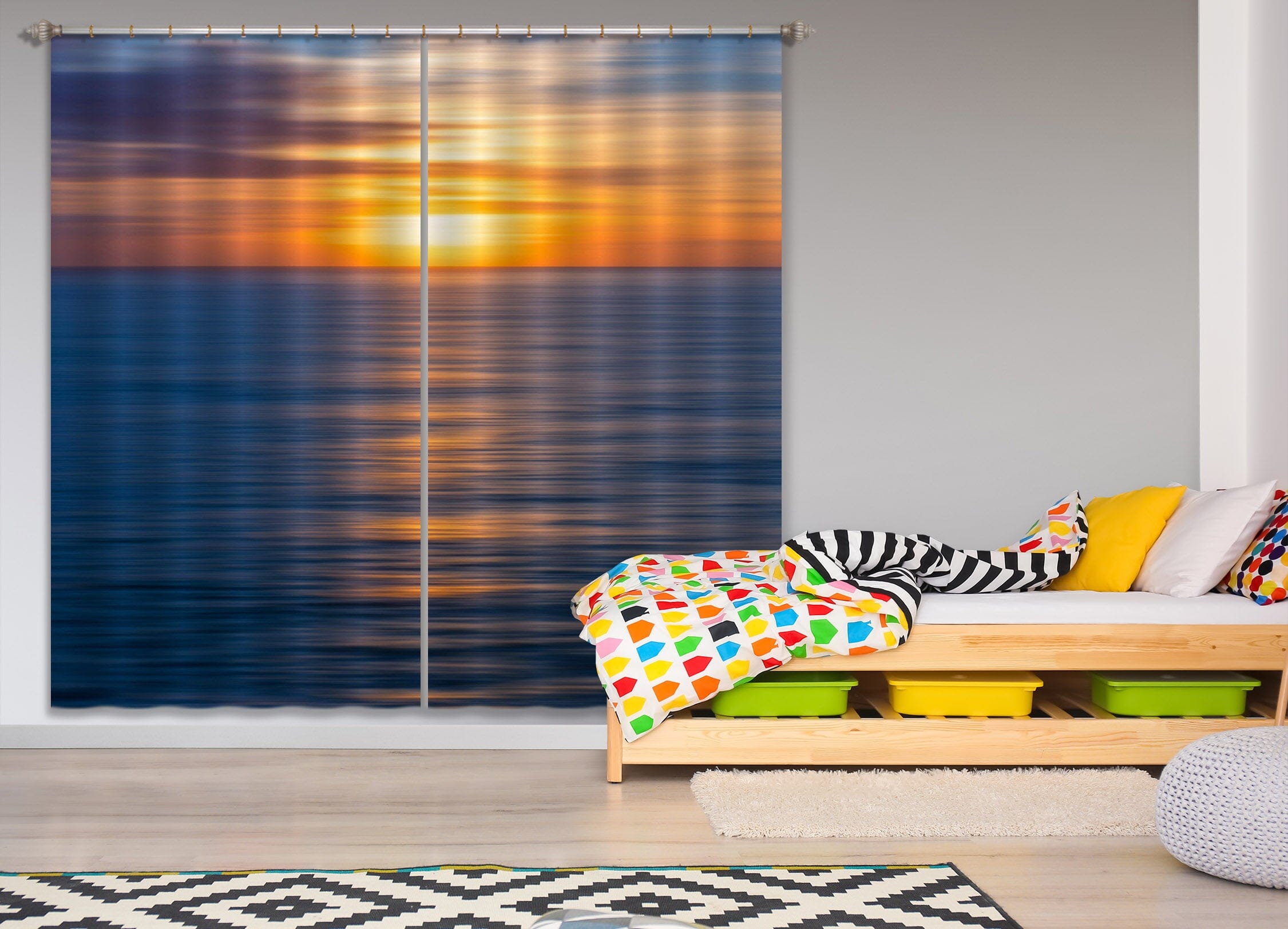 3D Sunset Sea 199 Marco Carmassi Curtain Curtains Drapes Curtains AJ Creativity Home