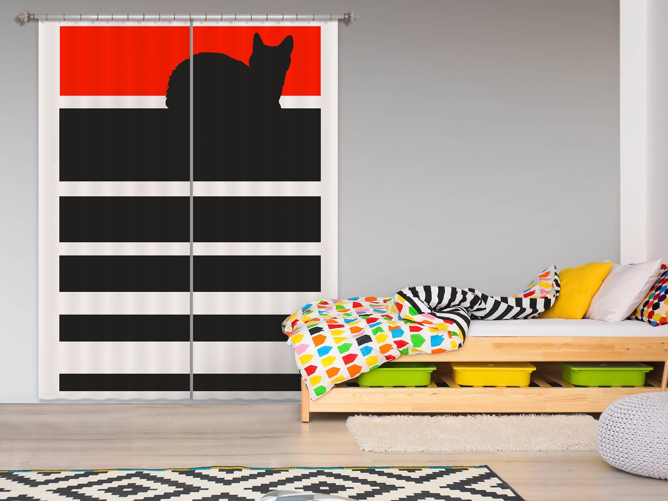 3D Kitten Sunset 1038 Boris Draschoff Curtain Curtains Drapes Curtains AJ Creativity Home