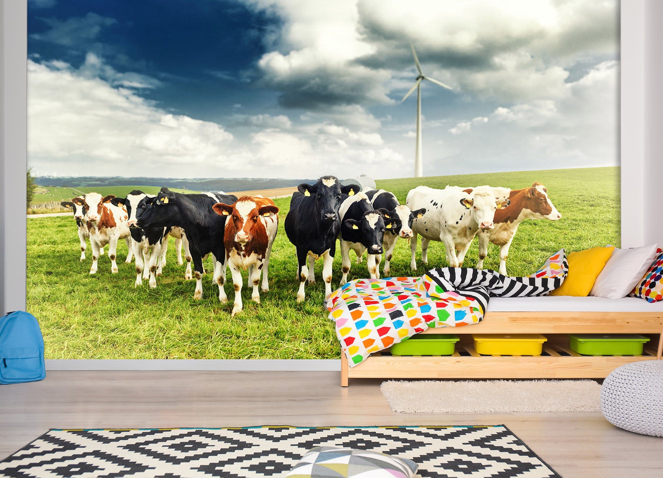 3D Windmill Cow 297 Wall Murals Wallpaper AJ Wallpaper 2