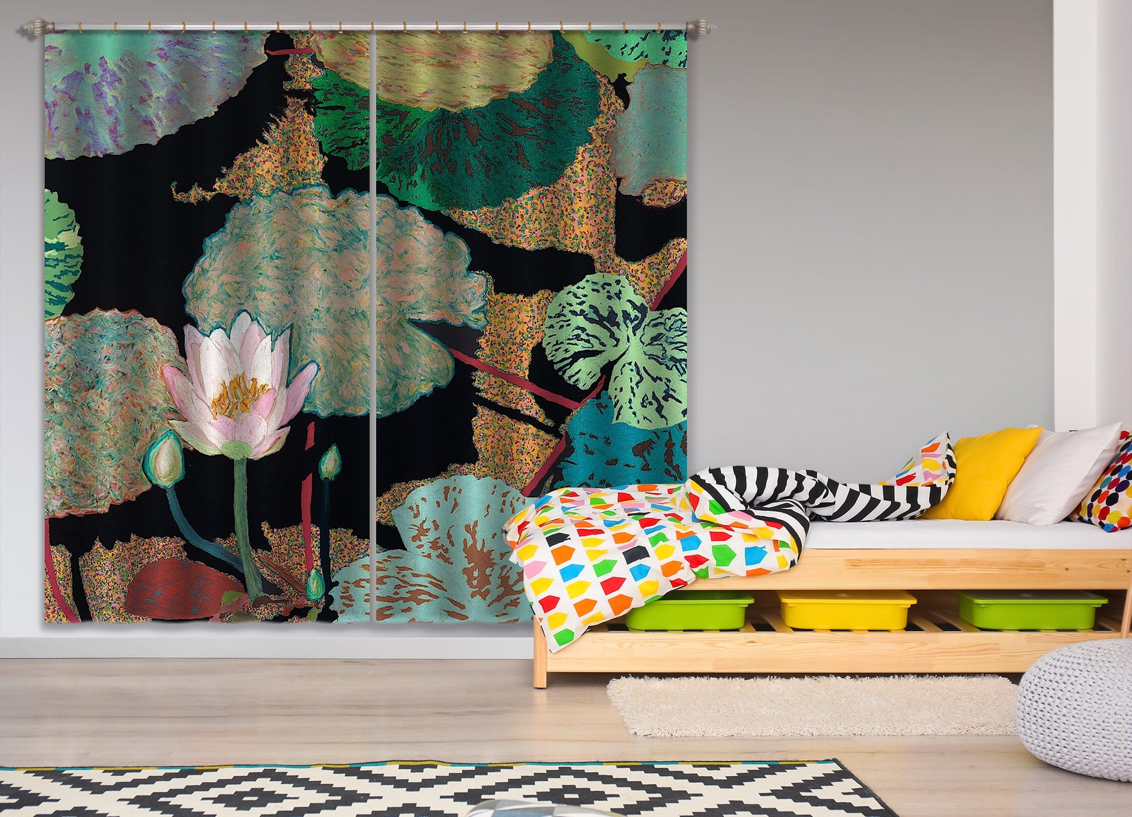 3D Lotus Pond 286 Allan P. Friedlander Curtain Curtains Drapes Curtains AJ Creativity Home