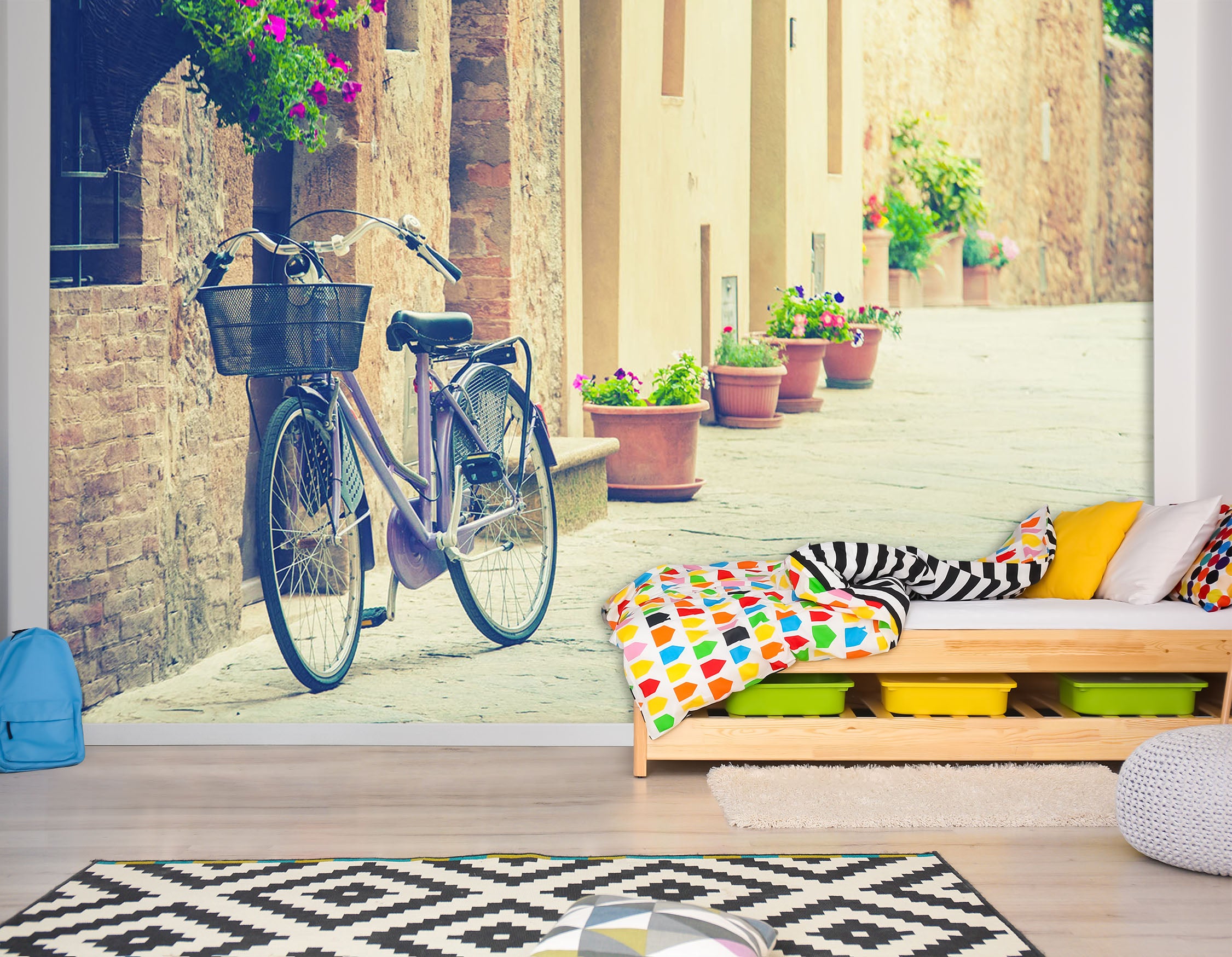 3D Bicycle Flower Pot 309 Vehicle Wall Murals