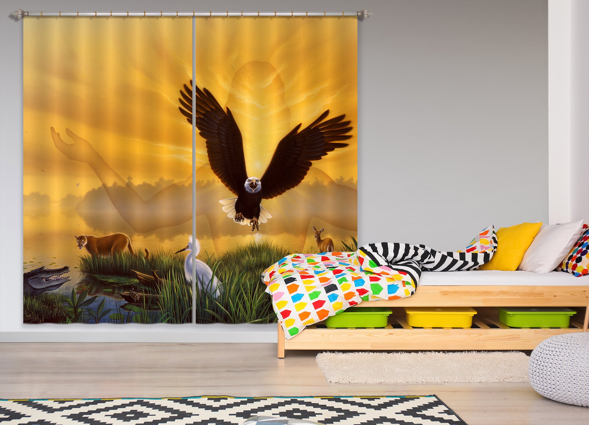 3D Flying Eagle 86098 Jerry LoFaro Curtain Curtains Drapes