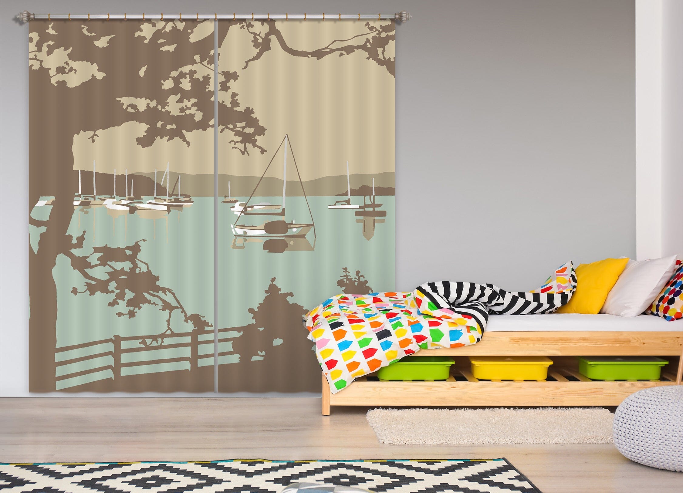 3D Poole Harbour View 134 Steve Read Curtain Curtains Drapes Curtains AJ Creativity Home