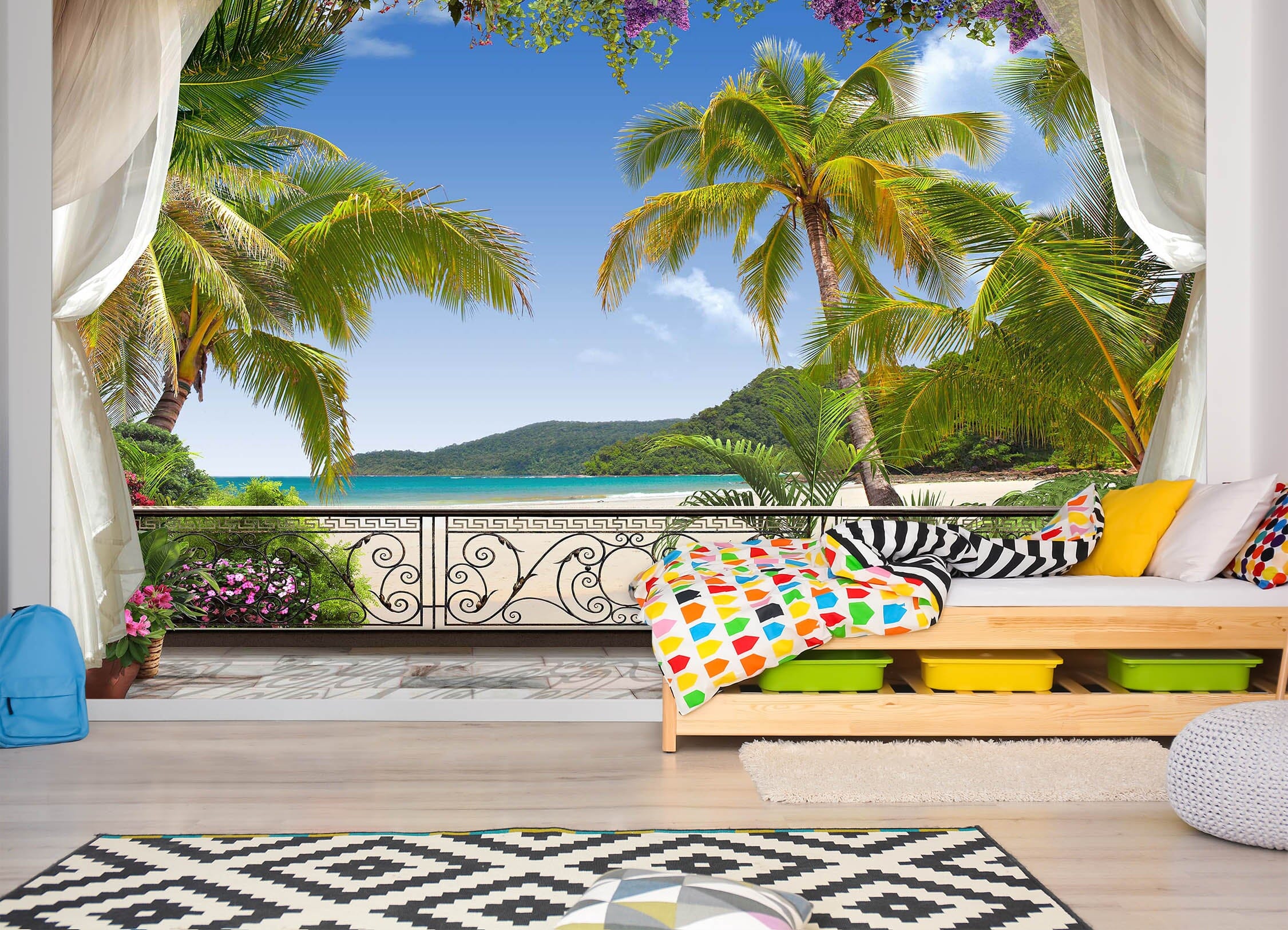 3D Coconut Palm Tree 2049 Wall Murals Wallpaper AJ Wallpaper 2