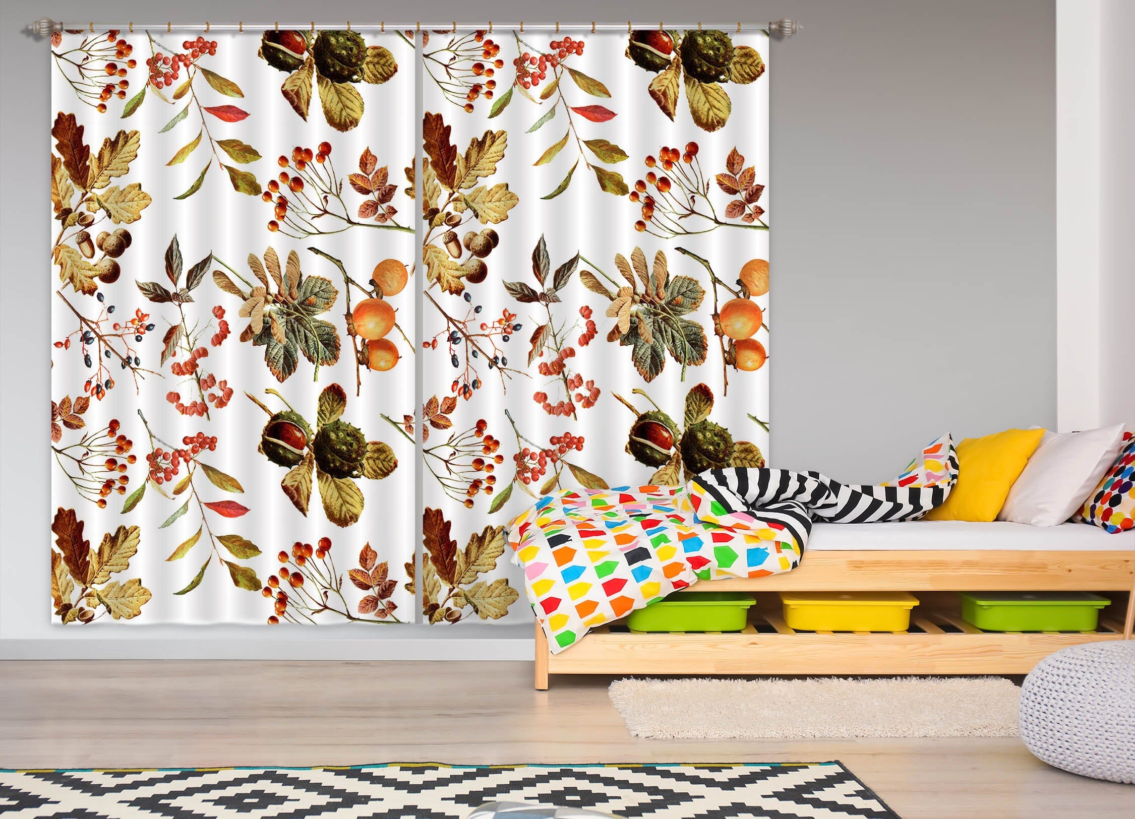 3D Fruit Leaves 263 Uta Naumann Curtain Curtains Drapes Curtains AJ Creativity Home
