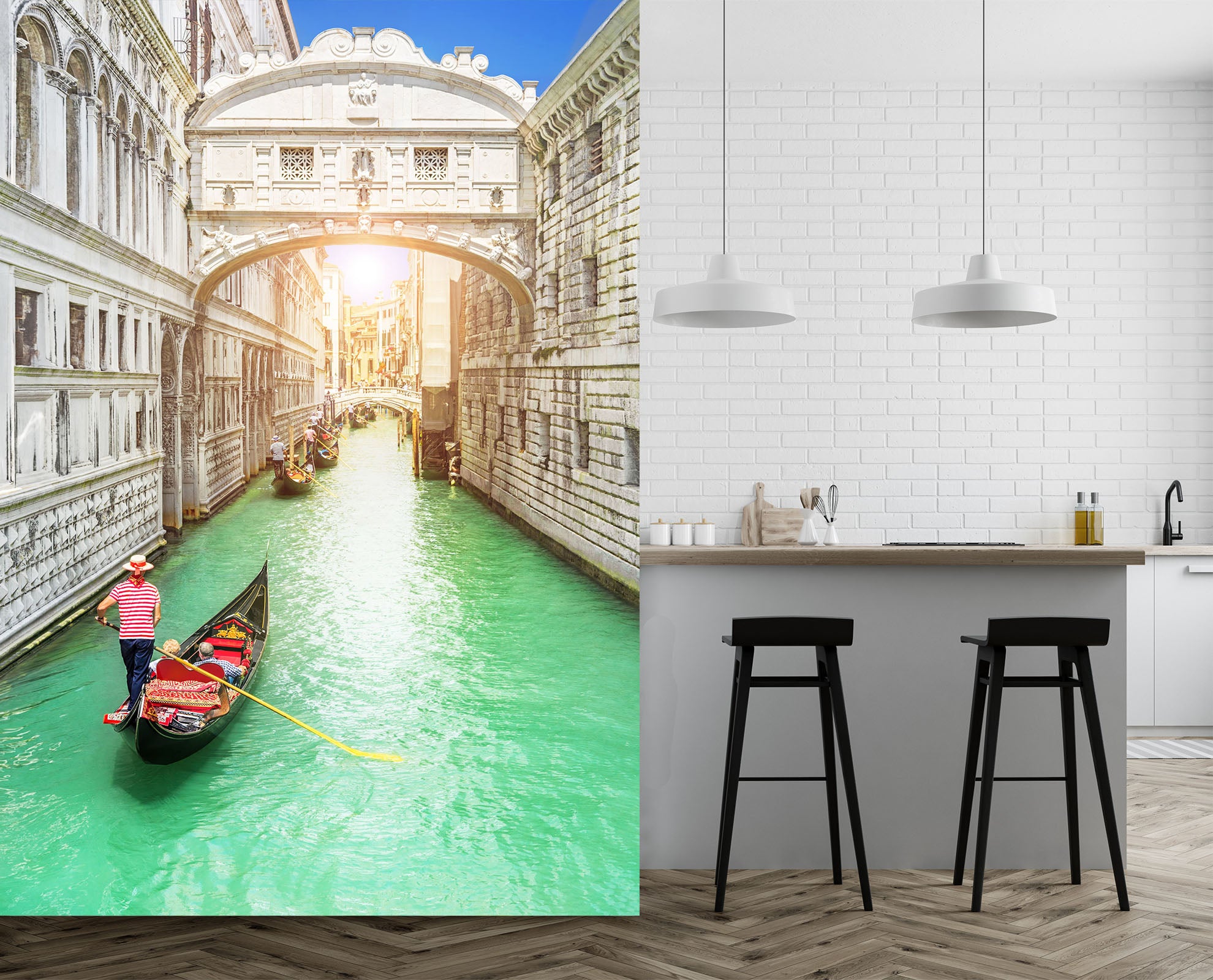 3D Venice Boat 1002 Wall Murals