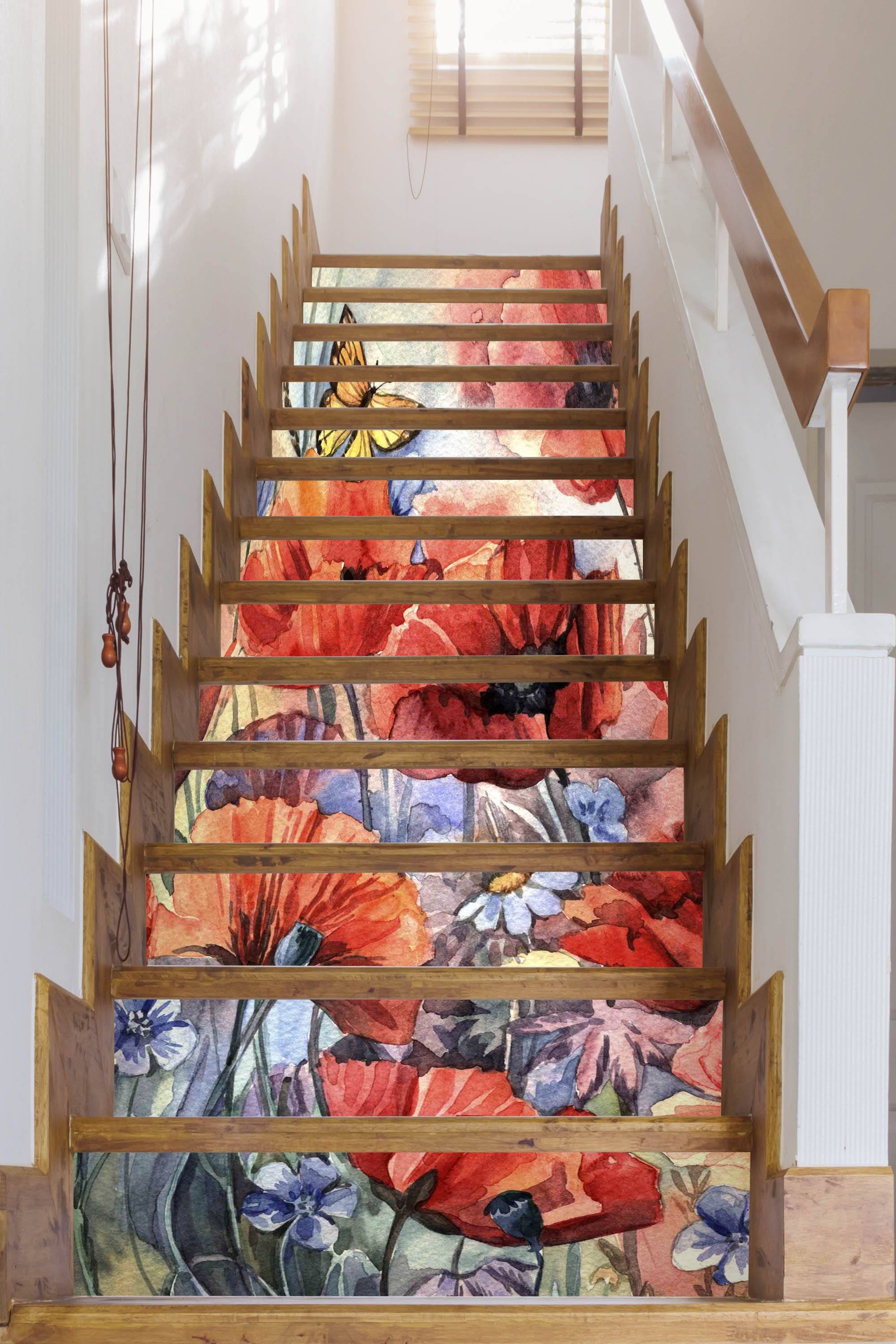 3D Flowers 746 Stair Risers Wallpaper AJ Wallpaper