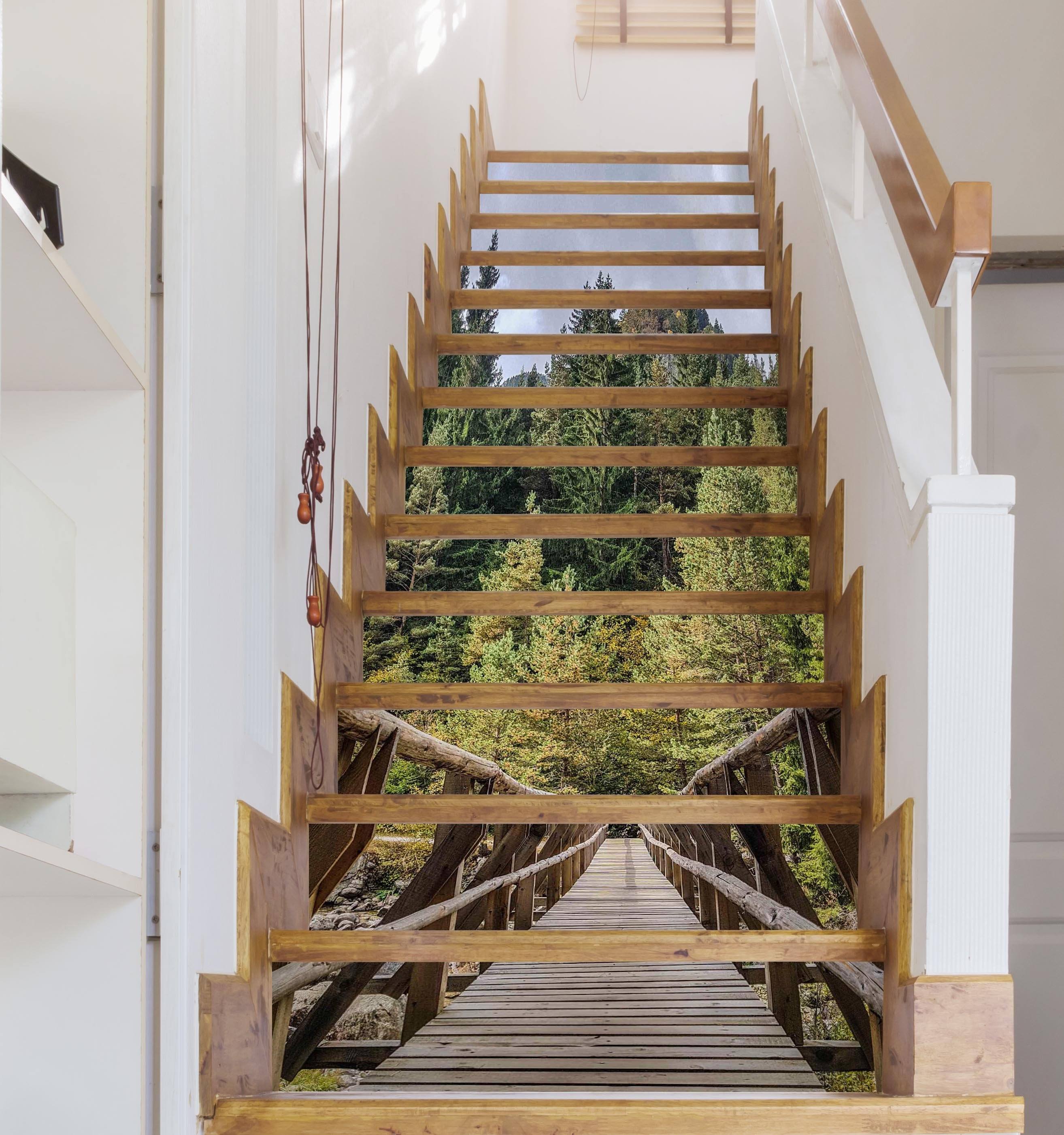 3D Wooden Bridge 523 Stair Risers Wallpaper AJ Wallpaper