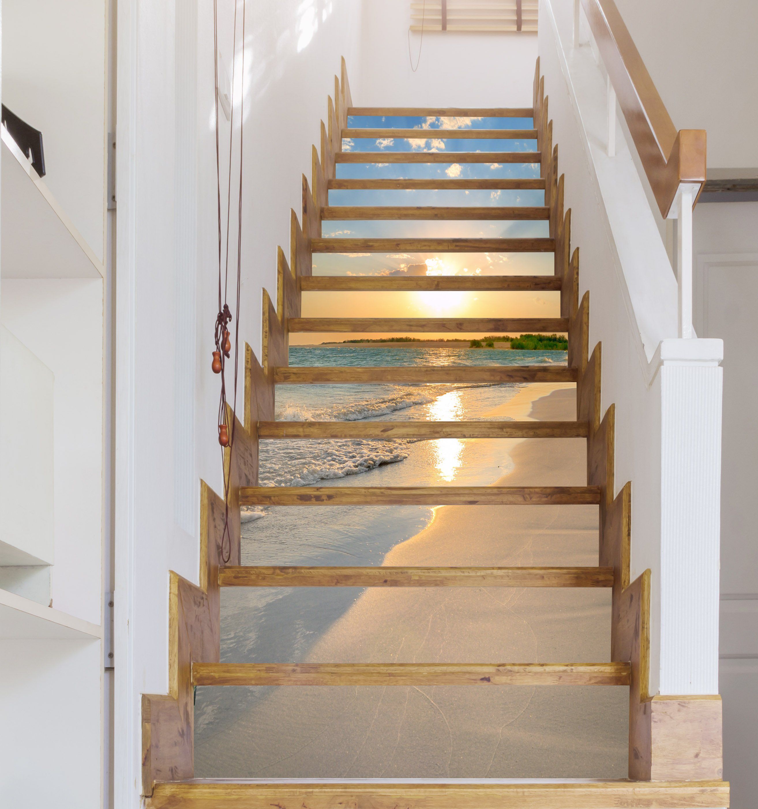 3D Beach Sunset 321 Stair Risers Wallpaper AJ Wallpaper