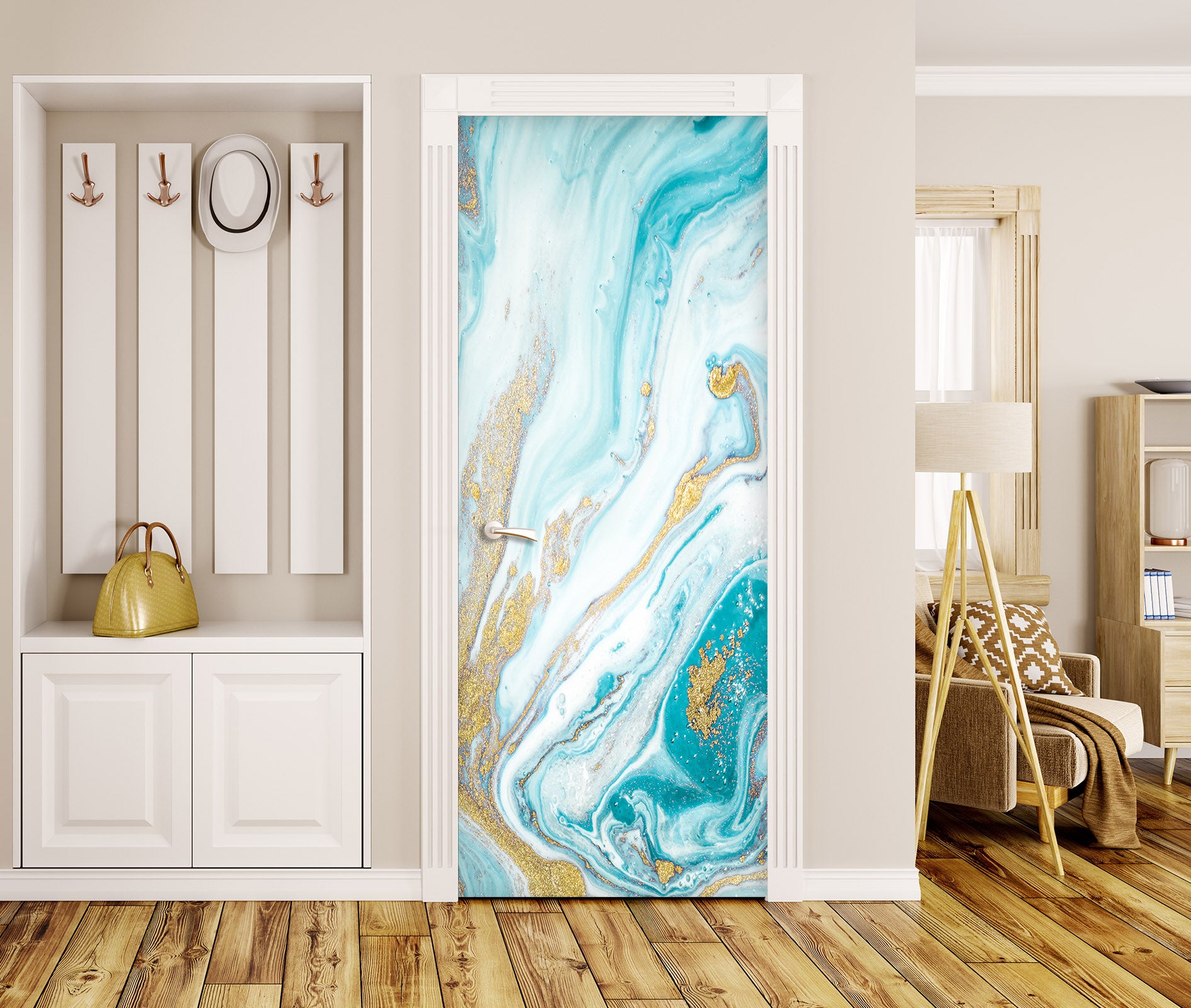 3D Blue Texture 25155 Door Mural