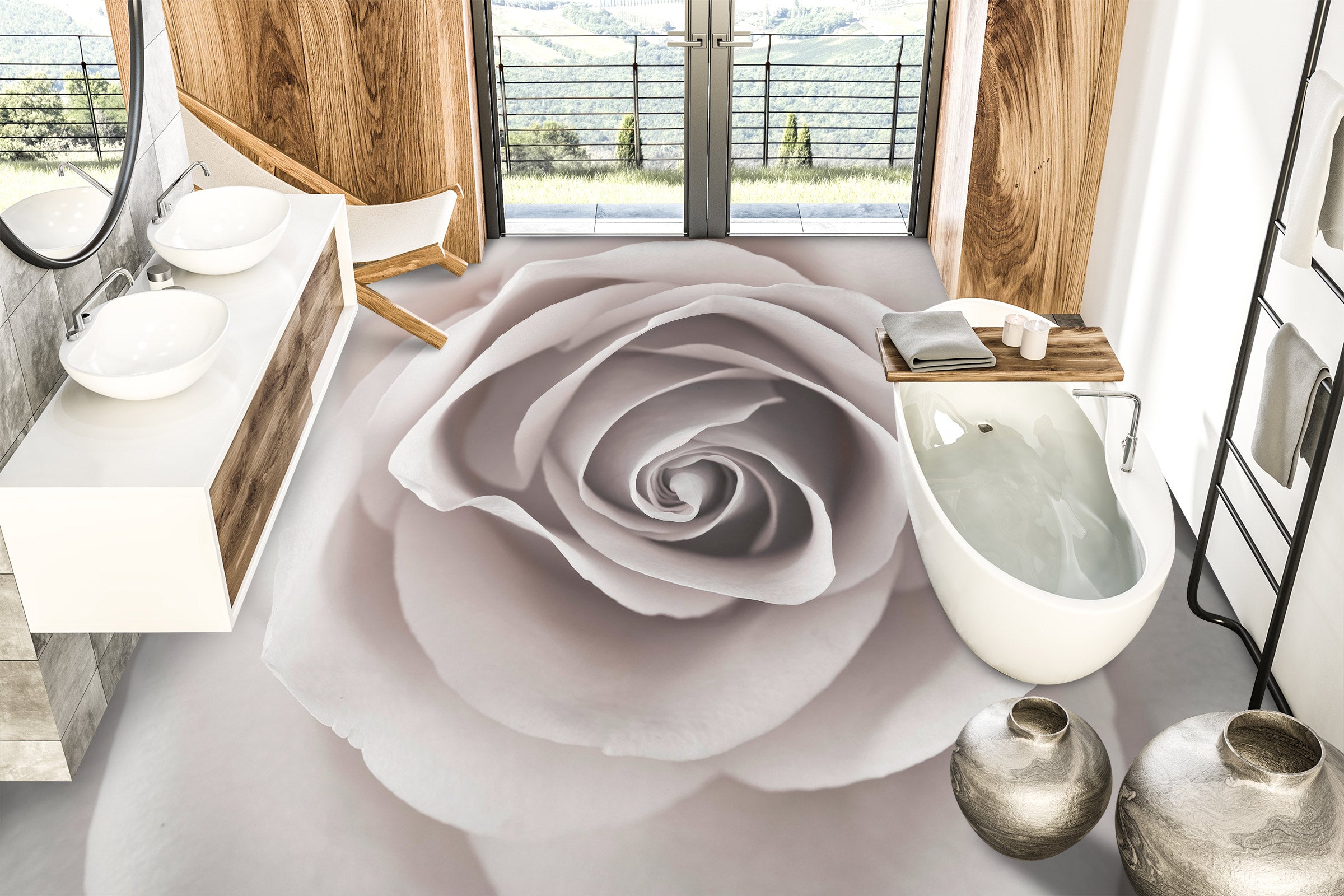 3D Rose Pattern 9844 Assaf Frank Floor Mural