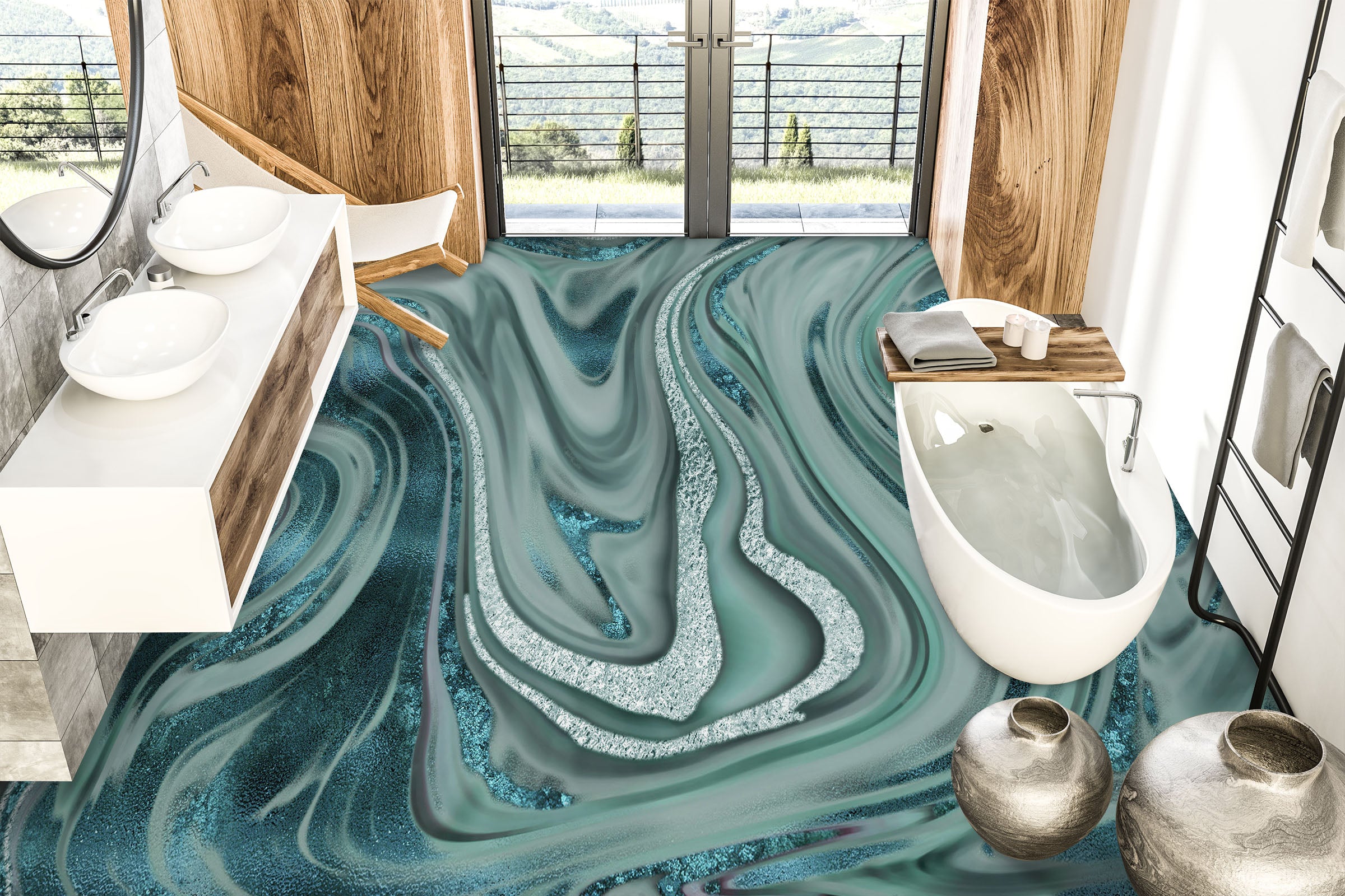 3D Green Texture Pattern 102121 Andrea Haase Floor Mural