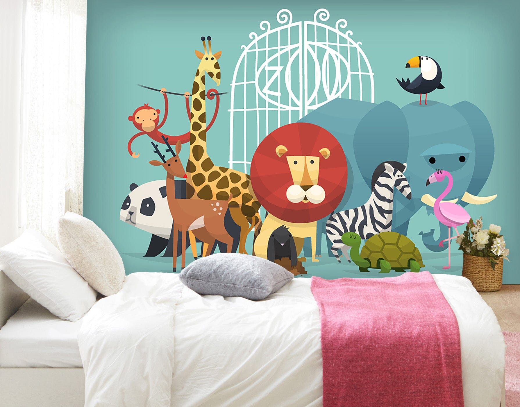 3D Giraffe Lion Monkey 038 Wall Murals Wallpaper AJ Wallpaper 2