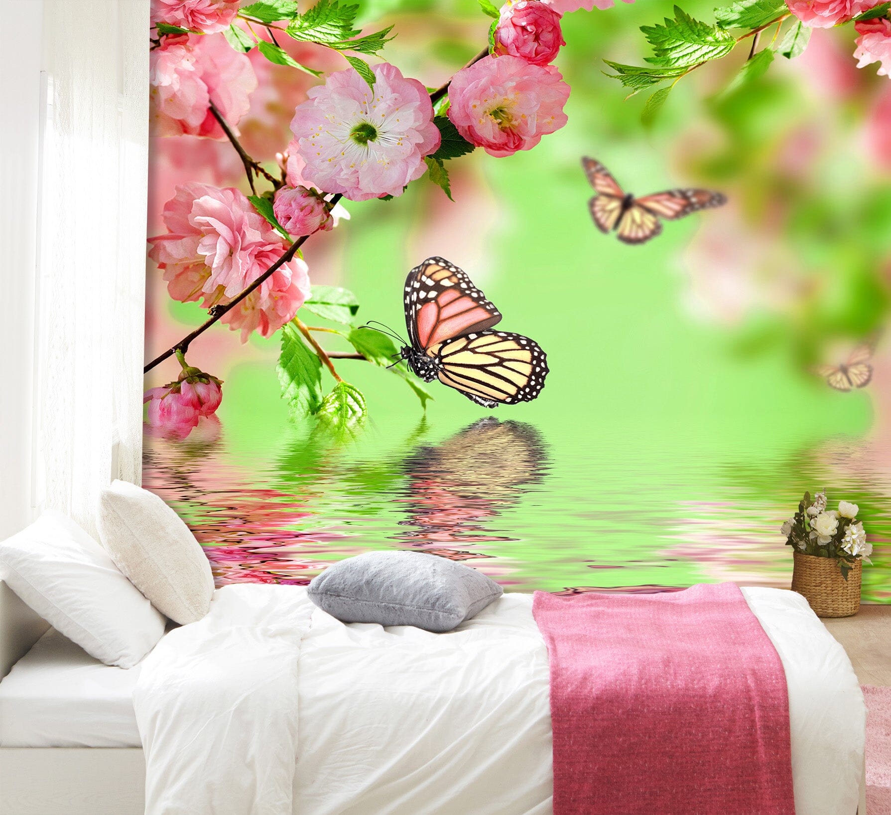 3D Flower Butterfly 390 Wall Murals Wallpaper AJ Wallpaper 2