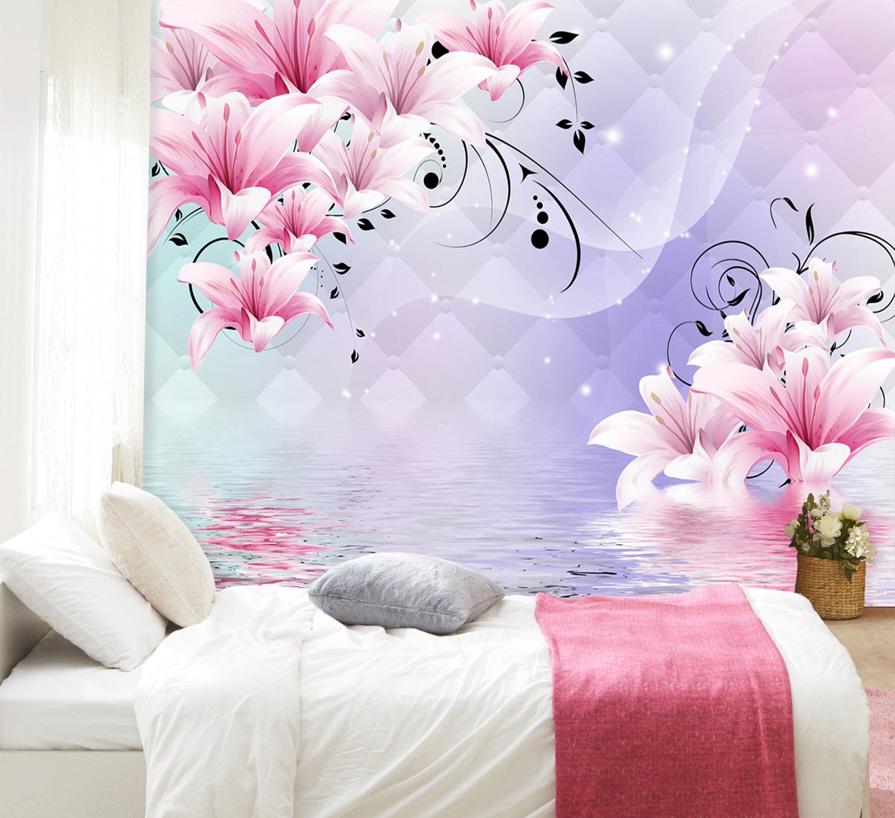 3D Pink Peach 1601 Wall Murals Wallpaper AJ Wallpaper 2