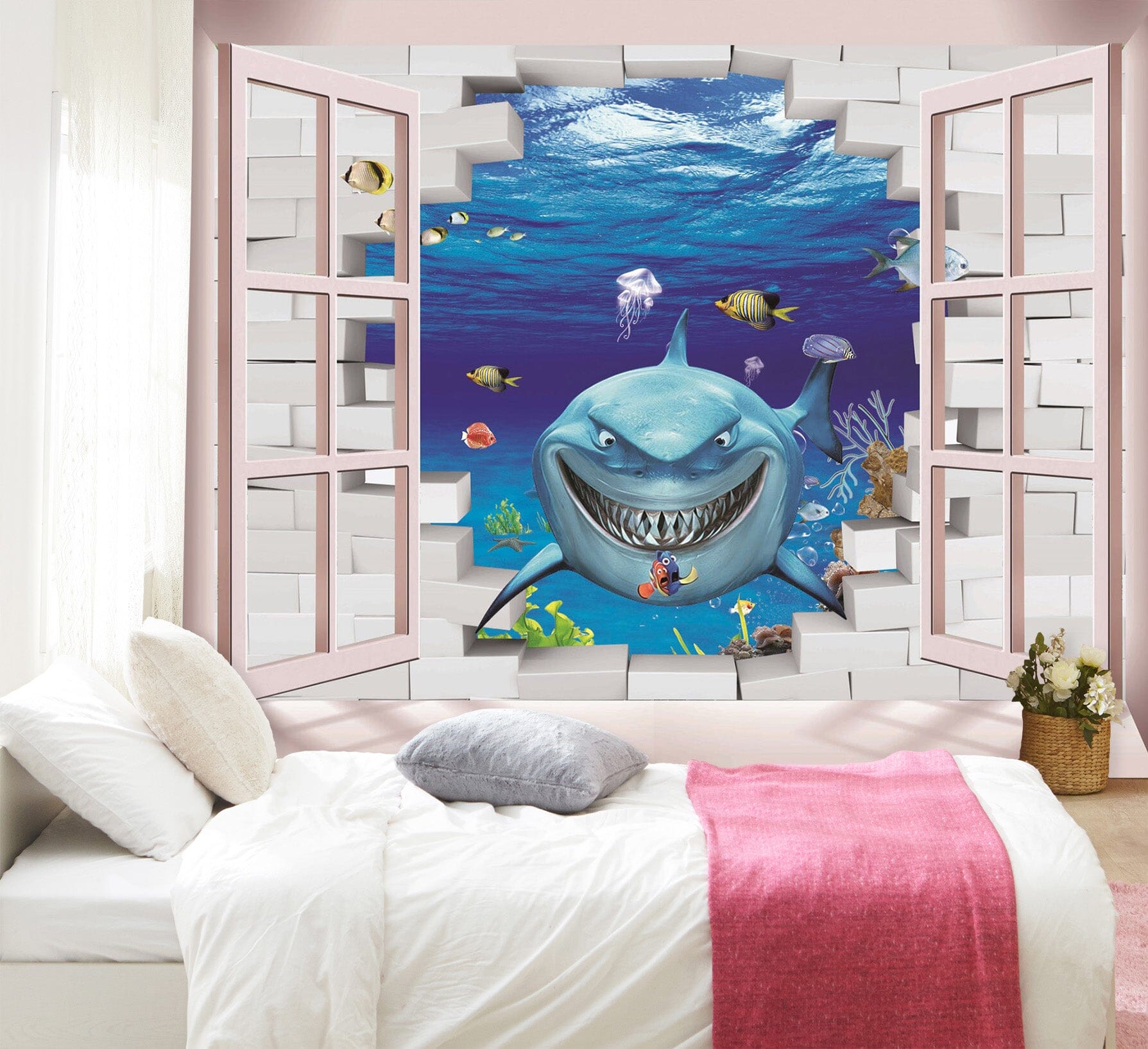 3D Underwater Shark 1622 Wall Murals Wallpaper AJ Wallpaper 2