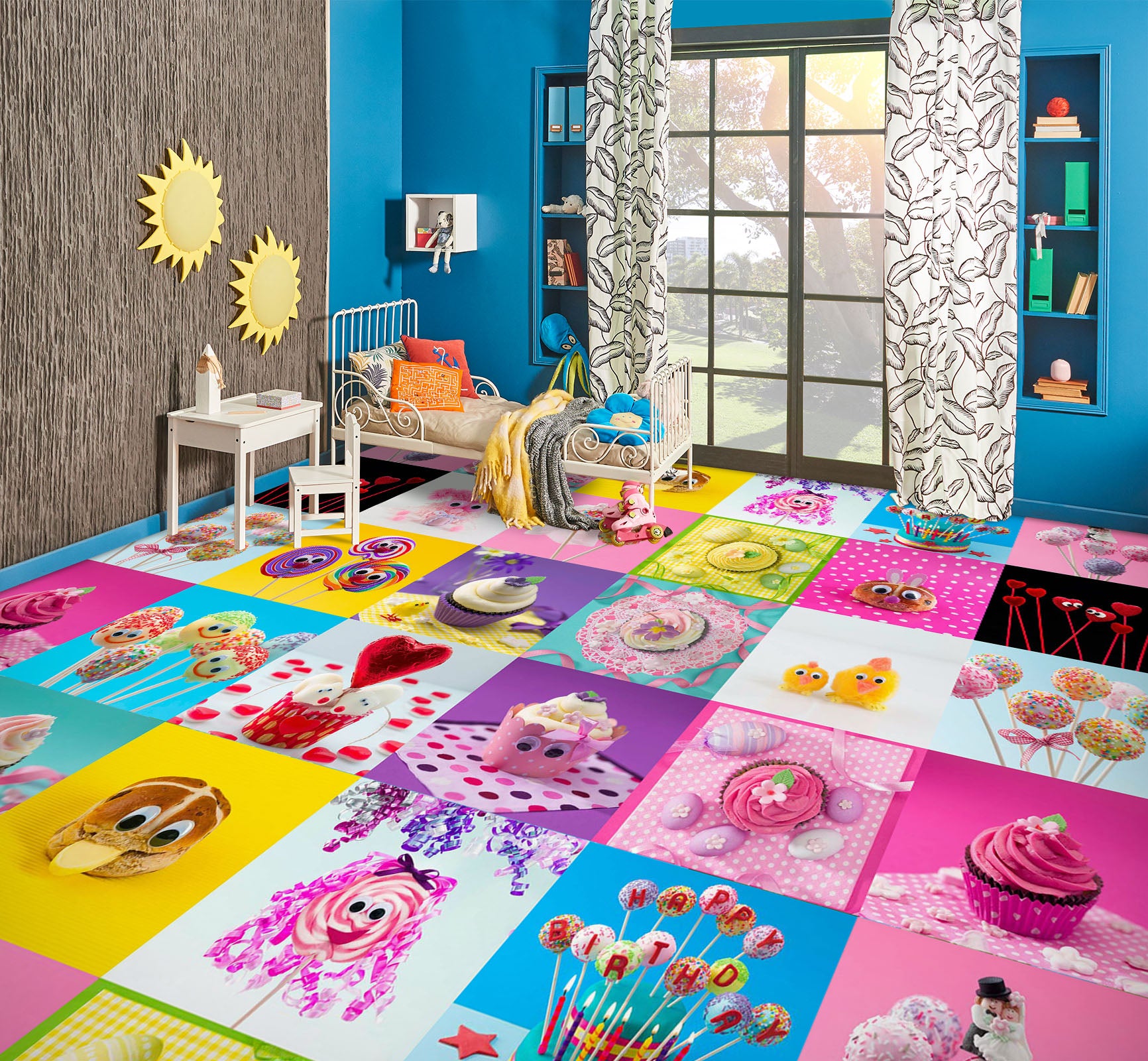 3D Cube Color Dessert 9869 Assaf Frank Floor Mural