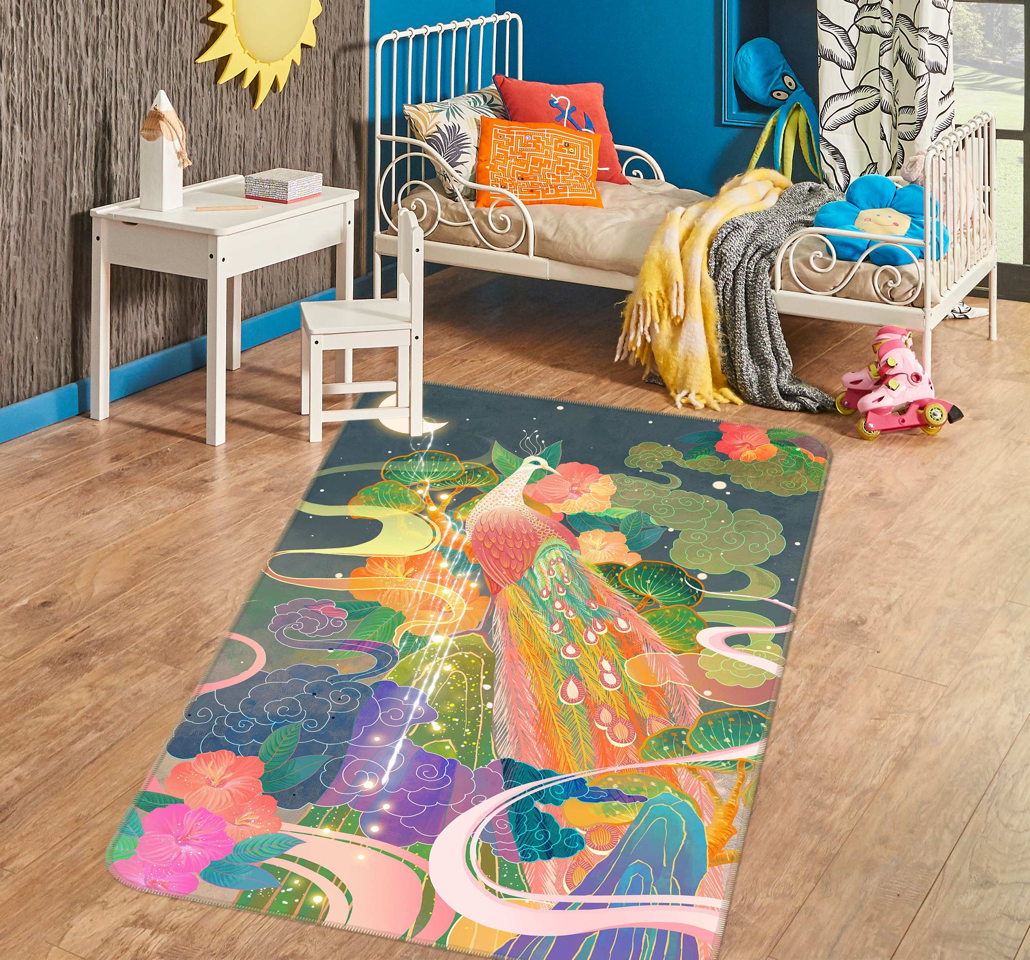 3D Colorful Peacock 27036 Non Slip Rug Mat