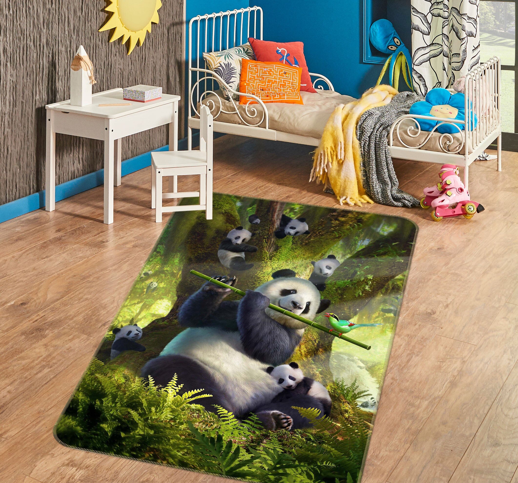 3D Panda Bear 1075 Jerry LoFaro Rug Non Slip Rug Mat Mat AJ Creativity Home