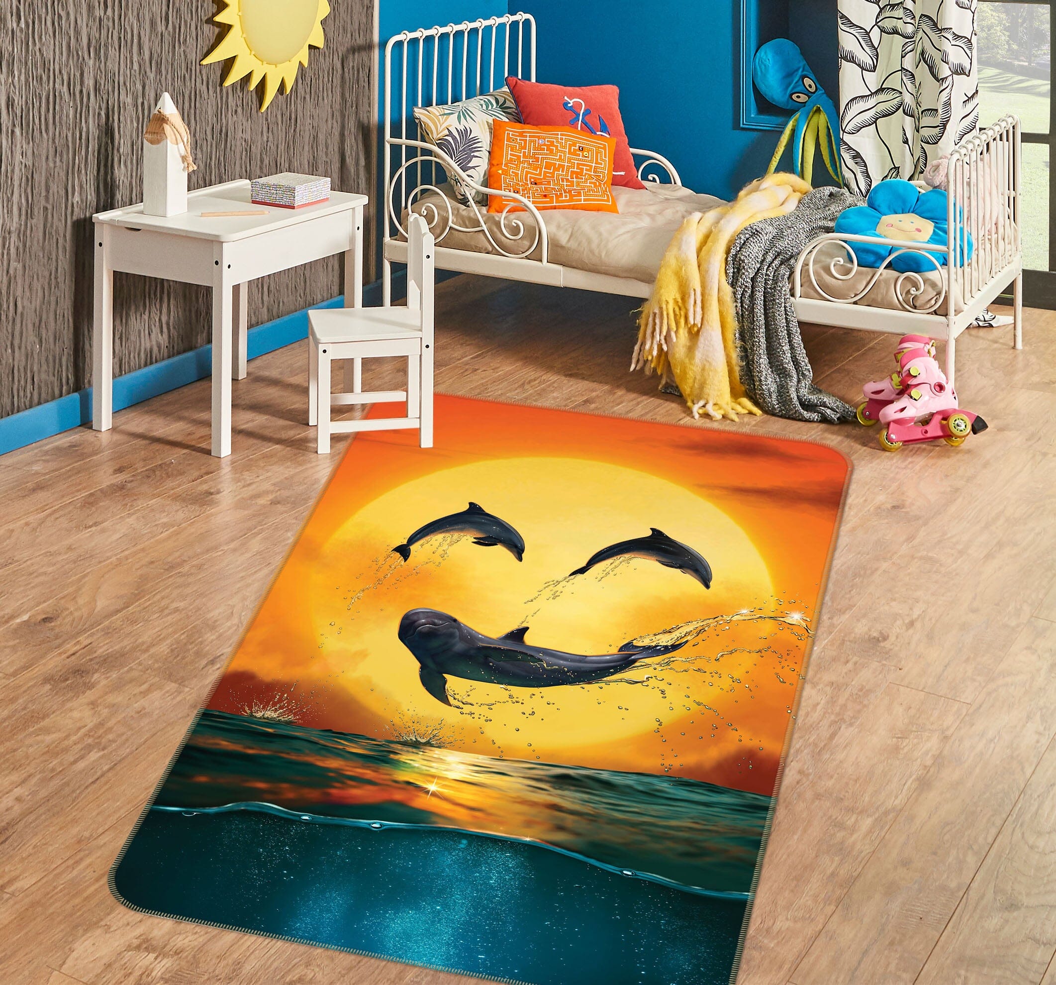 3D Dolphin Emoji Smily Def 1030 Vincent Hie Rug Non Slip Rug Mat Mat AJ Creativity Home