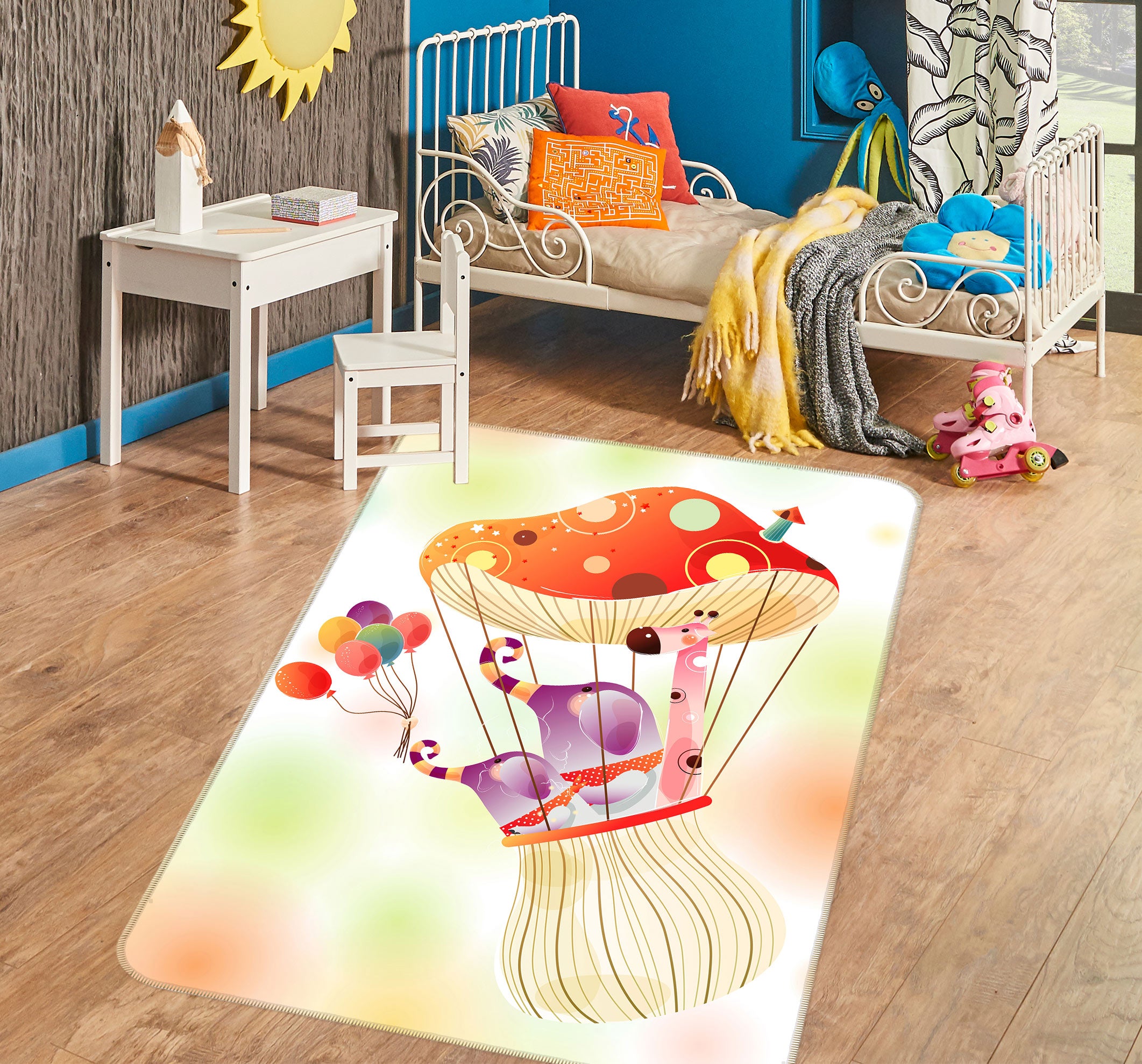 3D Mushroom Hot Air Balloon 76164 Non Slip Rug Mat