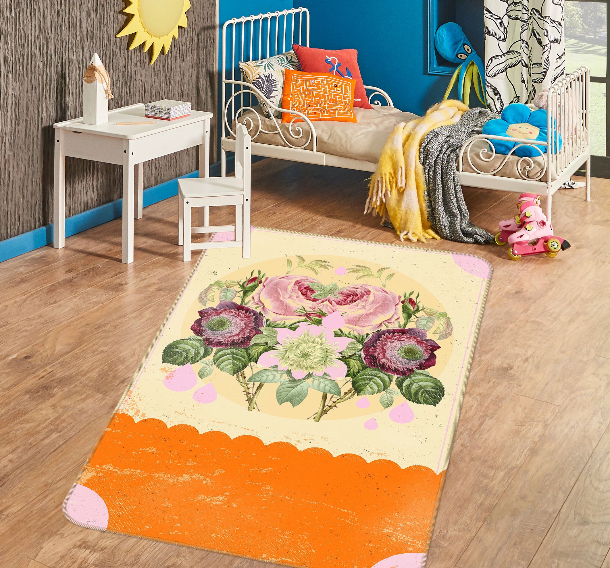 3D Flowers 84102 Showdeer Rug Non Slip Rug Mat