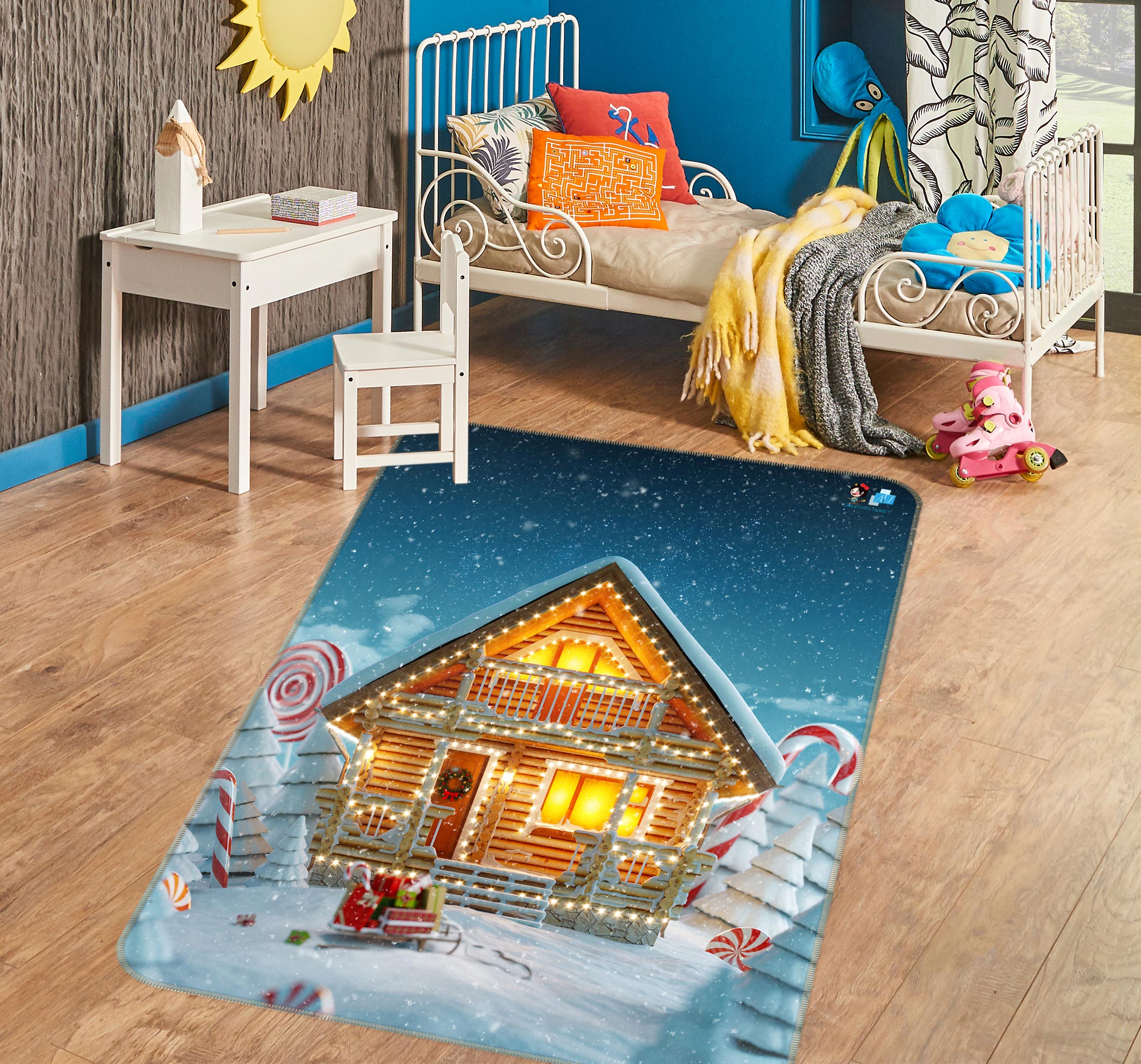 3D Snow House 55041 Christmas Non Slip Rug Mat Xmas