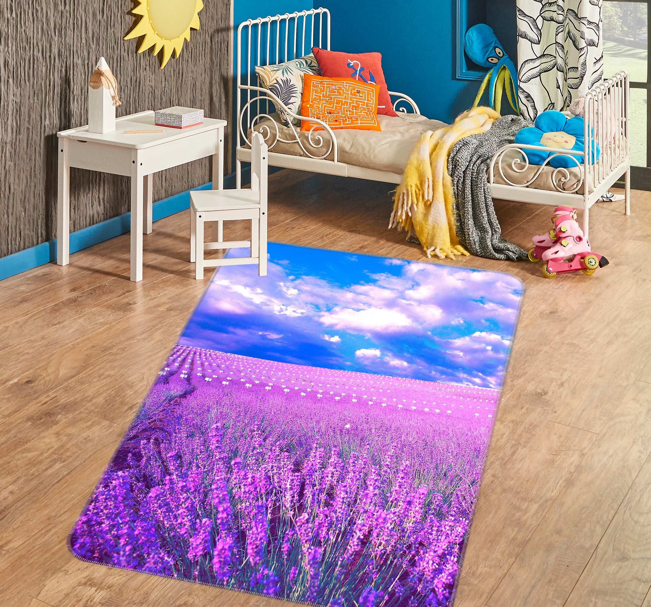 3D Purple Lavender Bushes 76190 Non Slip Rug Mat