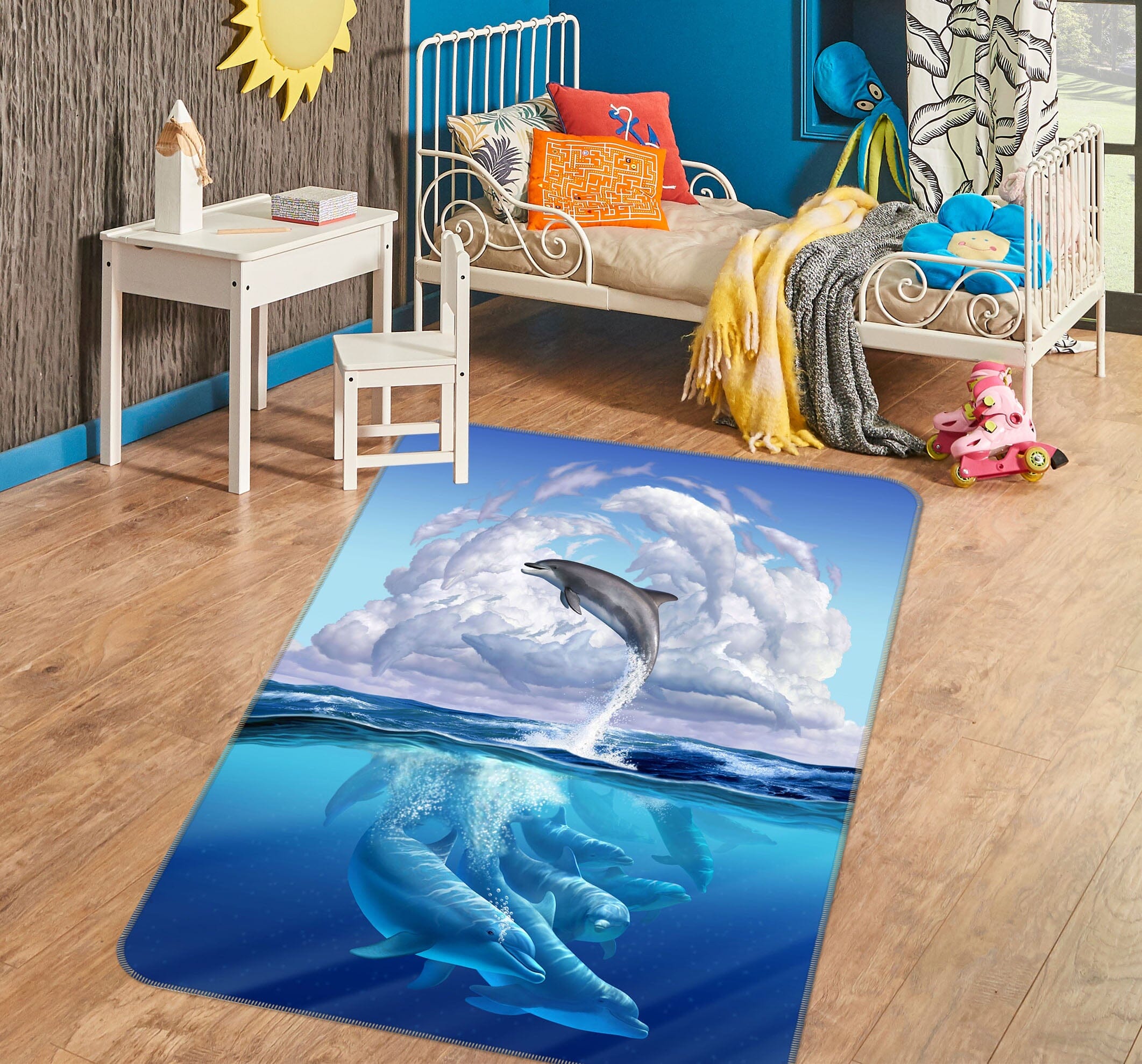 3D Dolphonic Symphony 1006 Jerry LoFaro Rug Non Slip Rug Mat Mat AJ Creativity Home