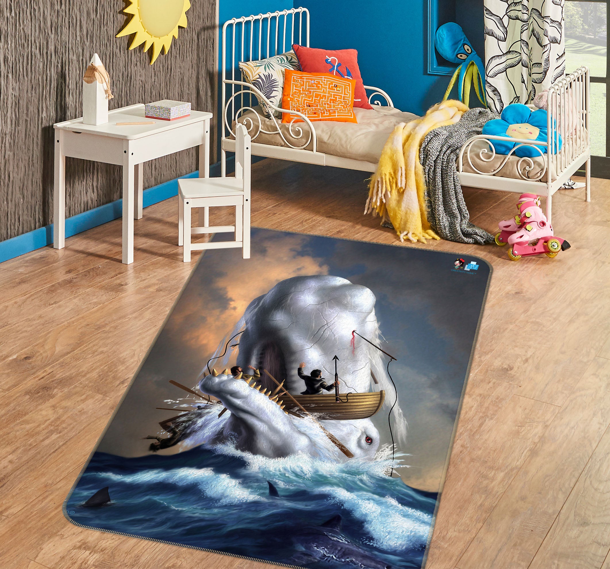 3D Sea Wave Boat 85095 Jerry LoFaro Rug Non Slip Rug Mat