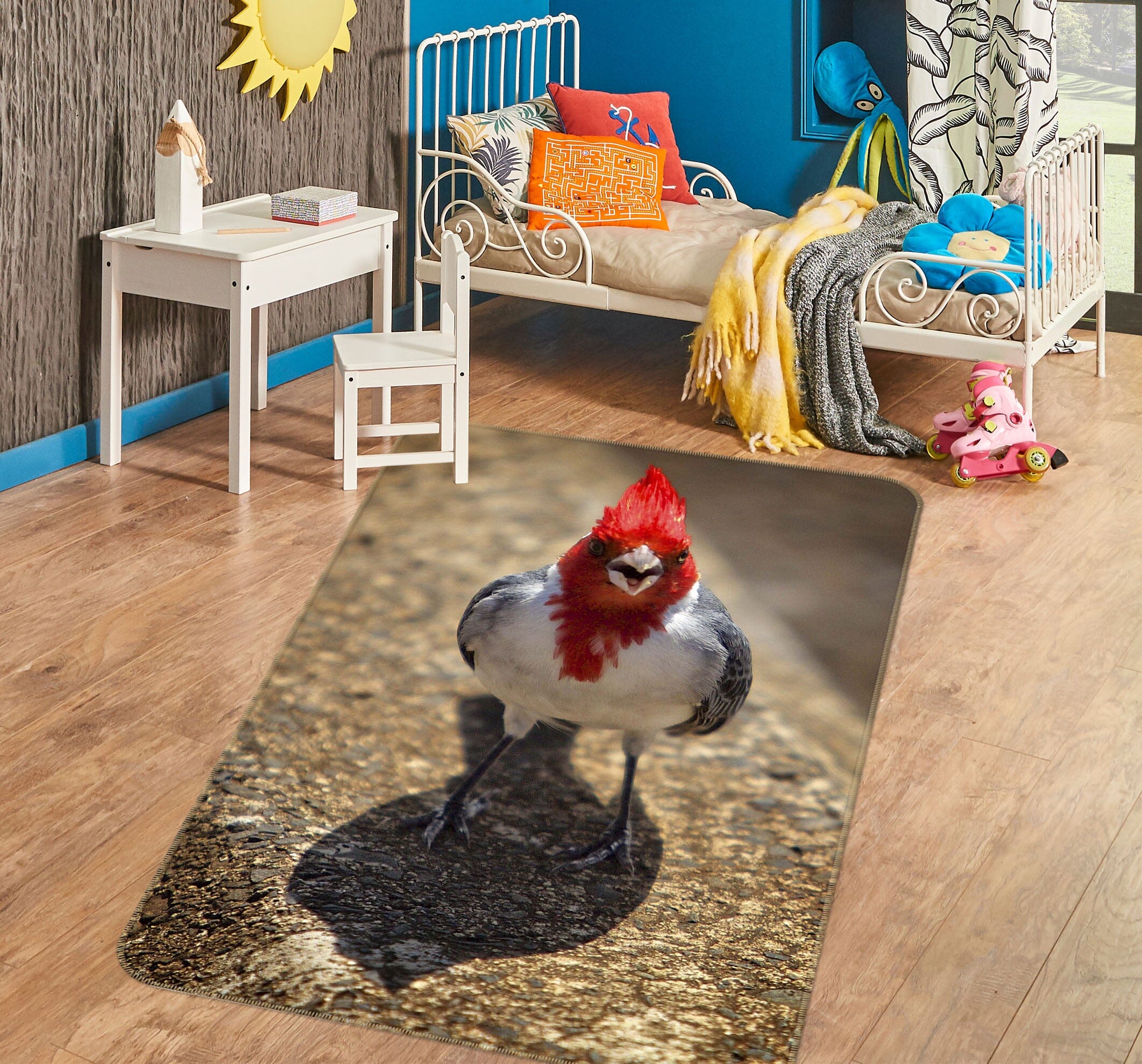 3D Red Feather 1136 Kathy Barefield Rug Non Slip Rug Mat Mat AJ Creativity Home