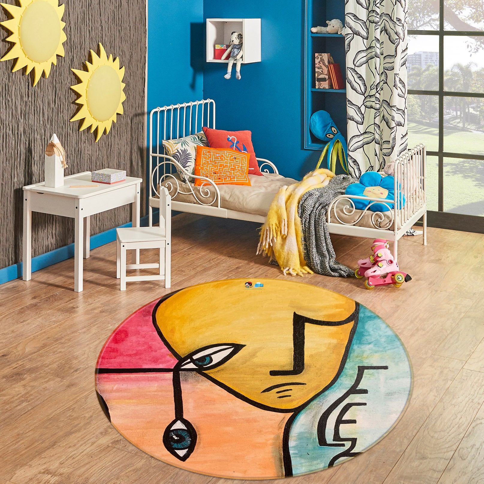 3D Eye Caricature 8242 Jacqueline Reynoso Rug Round Non Slip Rug Mat