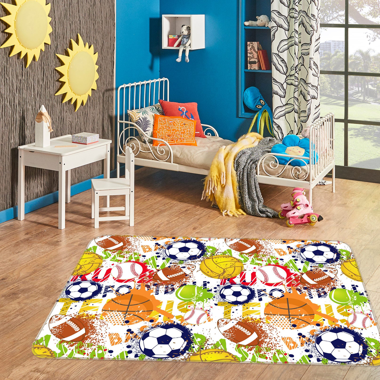 3D Football Pattern 77146 Non Slip Rug Mat